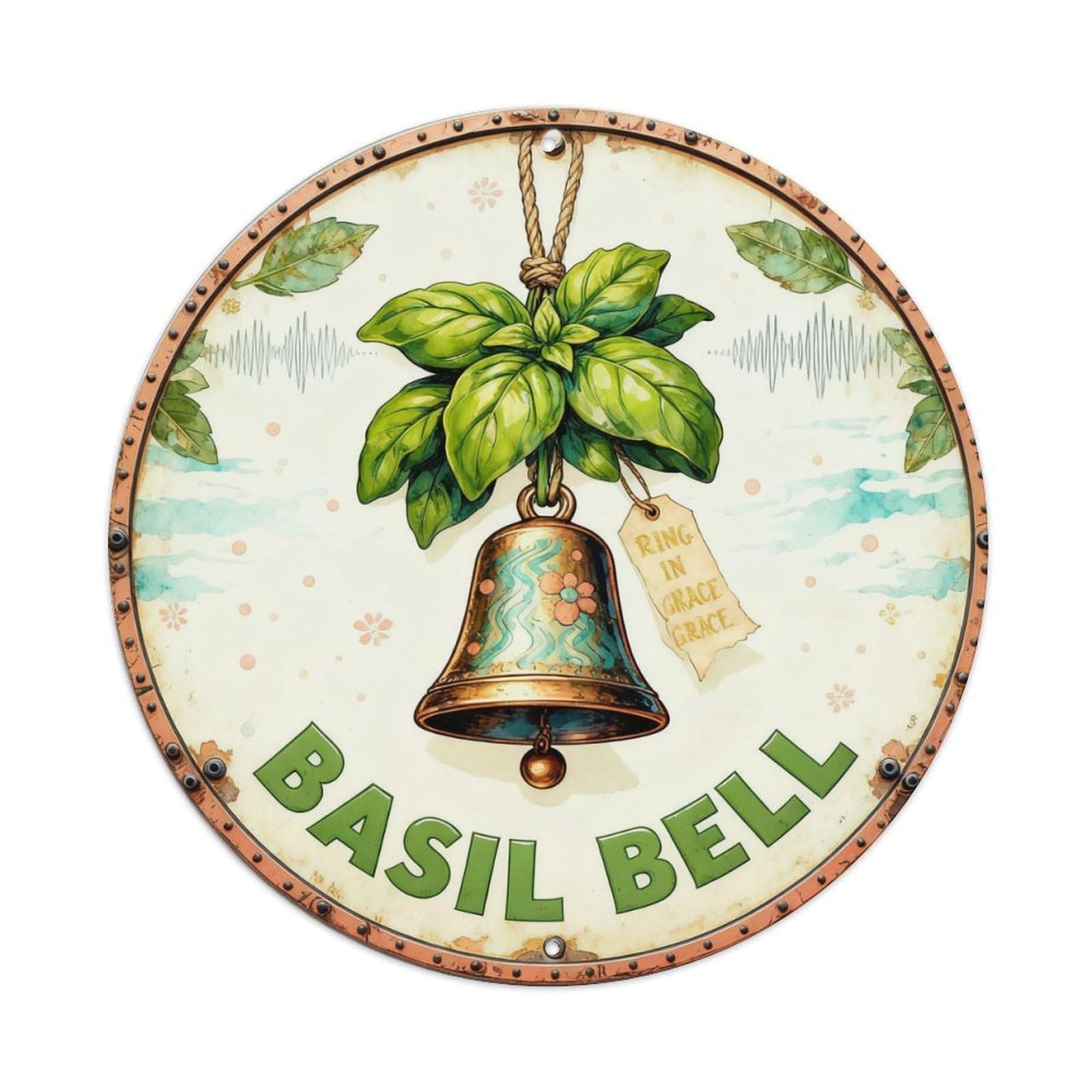 Basil Bell Sign Metal Tin Sign Plaque