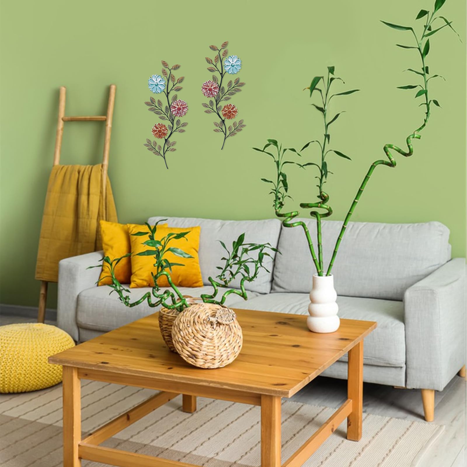 INTERWARM 4 pezzi 2 stili in metallo fiore foglie arte della parete