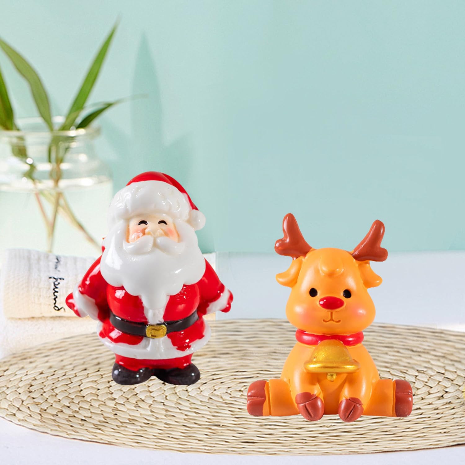 MEISH 2 Pieces Christmas Aquarium Decorations Resin Santa Claus Reindeer Fish Tank Figurine Xmas Landscape Ornament Figurine for Xmas Holiday Aquarium Table Decor - Image 2