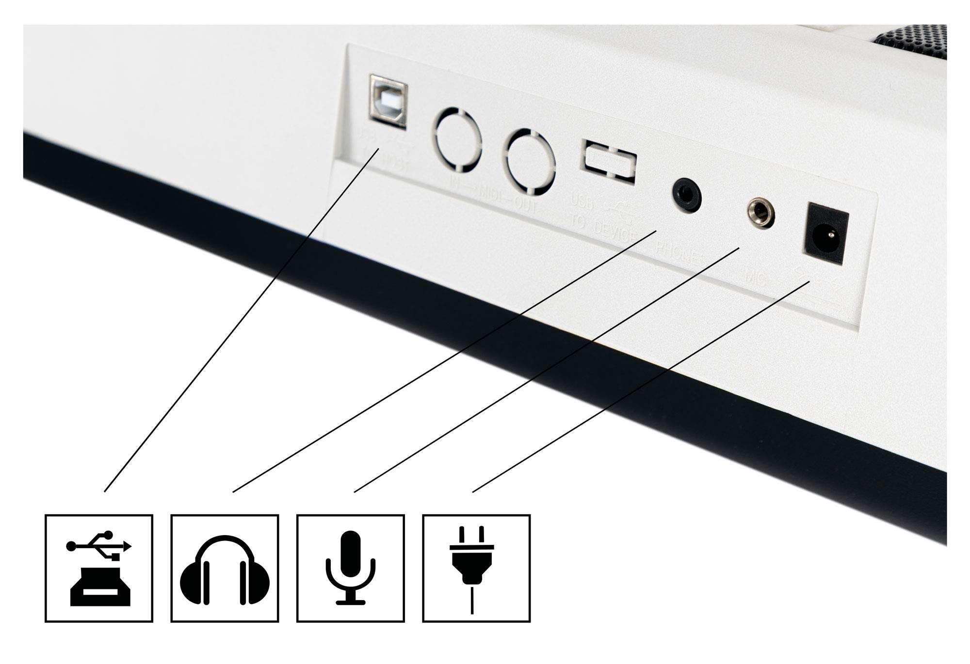 FunKey 61 Edition Touch weiß Set inkl. Keyboardständer + Bank, LC-Display | 61 anschlagsdynamische Standard-Keyboardtasten, 300 Sounds, 300 Rhythmen, 40 Demosongs, 8 Percussion-Pads, Effekte: Sustain