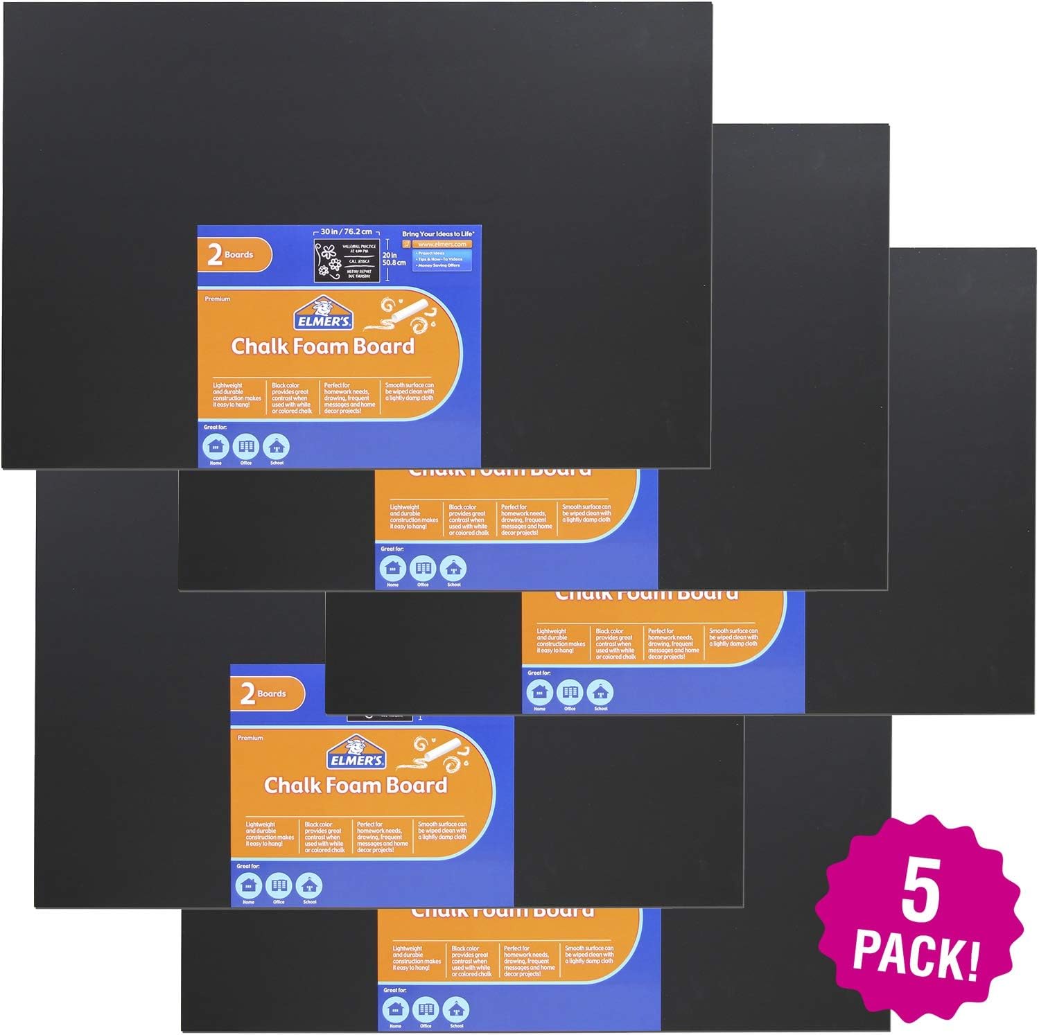 Elmer's Chalk Foam Boards 20"X30" 10/Pkg, 5 Pack