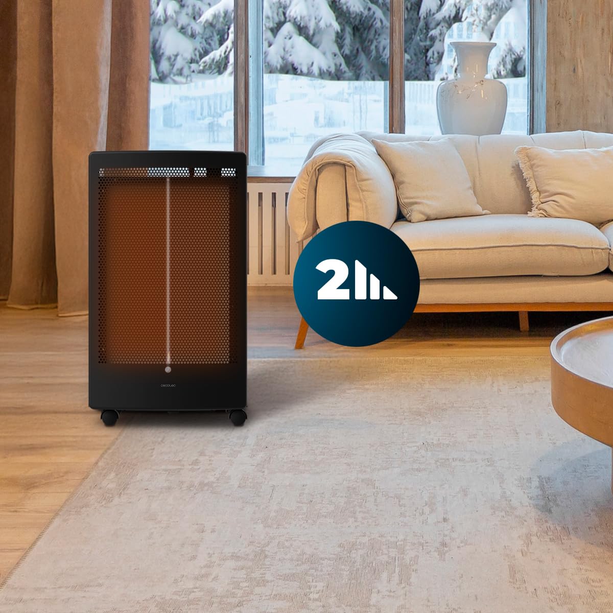 Cecotec Stufa a Gas Readywarm 5300 Catalytic 3000 W di Potenza in 2 Livelli | Tecnología Catalítica, Triplo Sistema Sicurezza, Compatibile con Bombole Gas Capacità 13kg, Maniglie, 4 Ruote, Calore Rapido