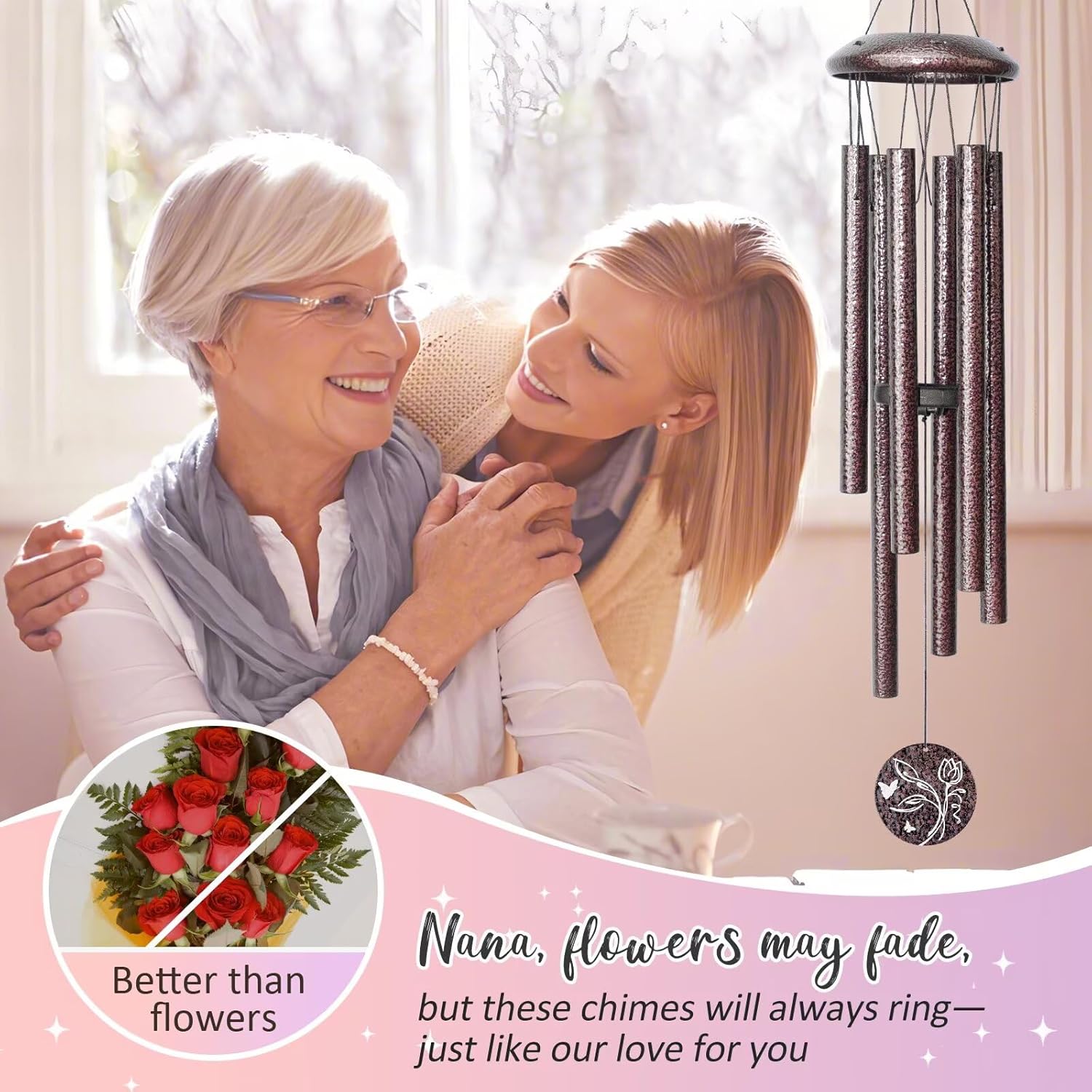Gifts for Nana, 25''Wind Chimes, Birthday Gift for Nana from Grandkids, Mothers Day, Thanksgiving, Christmas Day Gifts Ideas for Love Reminder - Image 2