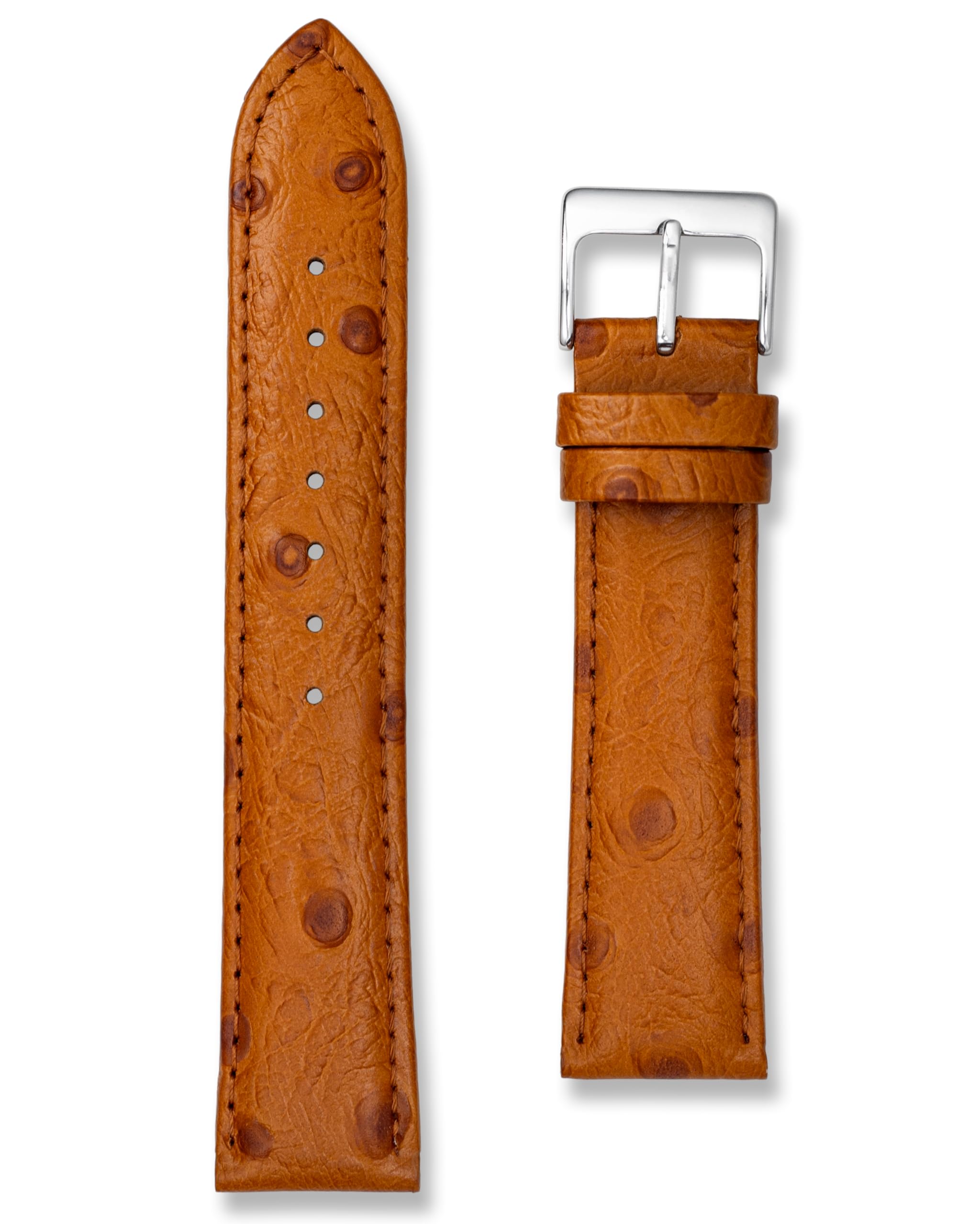 Bracelet de montre en cuir de veau motif autruche – 18 mm 20 mm – Boucles dorées et argentées incluses – Bracelet de montre de couleur marron clair – Barres à ressort et outil inclus