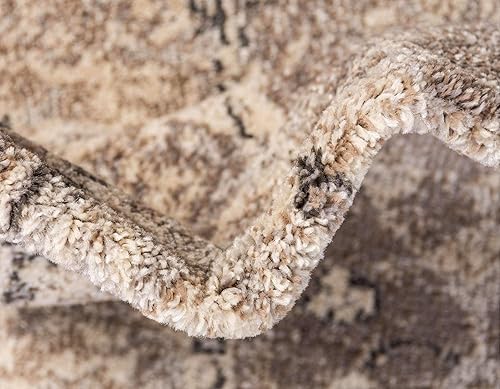 Miniatura 7 de Unique Loom Penrose Collection - Alfombra de área Krystle (6 pies 1 pulgada, redonda, beige marróngris)