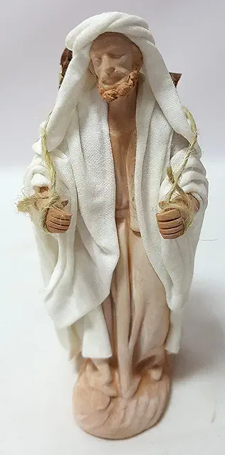 Figura de Barro Pastor con Leña a la Espalda para Pintar - 12 cm