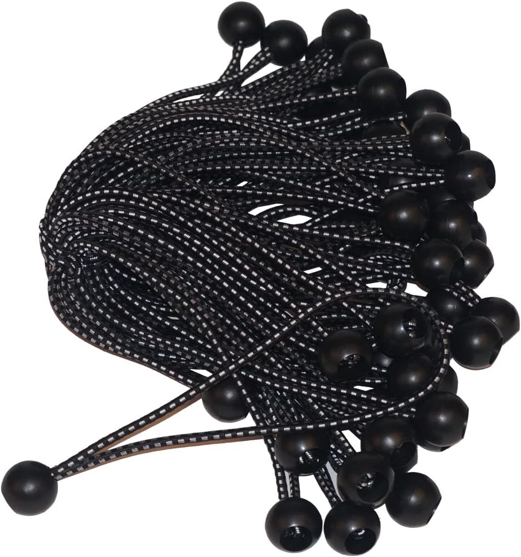 ATE Pro. USA - 7' ft. x 20' ft. Heavy Duty Black Knitted Mesh Tarp w/Grommets, + 25 Heavy Duty 6" Black Ball Bungee Cords, UV Protection, Green House, Garden, Nursery, Canopy, Pools, Dump Truck