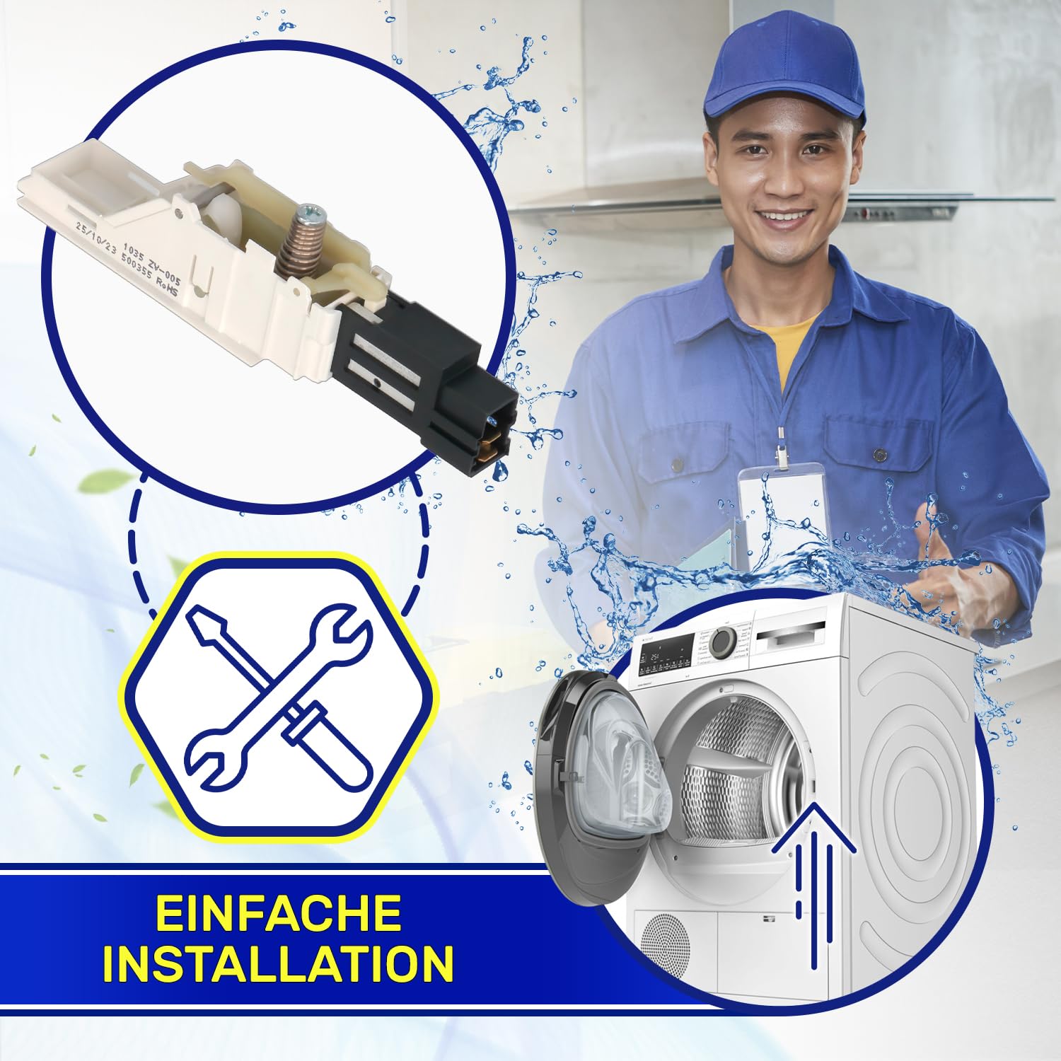 Verzögerungsschalter für Trockner ZV-005 mit dem Originalcode 500355 für Gorenje für Panasonic Wäschetrockner - Garantie 10 Jahre - MONTERAL