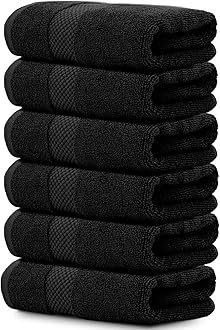 White Classic Luxury Black Hand Towels - Soft 100% Turkish Cotton | Highly Absorbent Hotel spa Bathroom Towel Collection | 16x30 Inch | Set of 6OEKO-TEX MADE IN GREENOEKO-TEX MADE IN GREENOEKO-TEX MADE IN GREEN