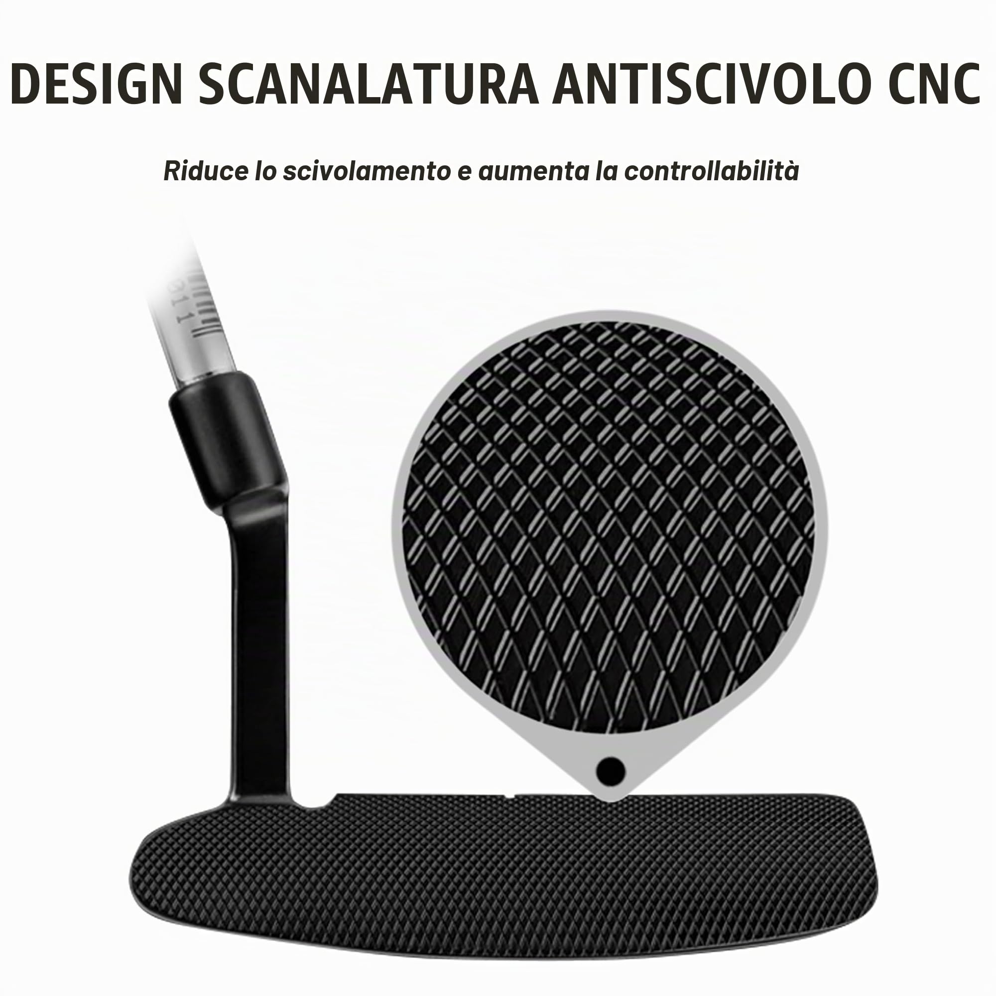 PGM Putter da golf da uomo, per mancini, albero in acciaio 950 con testa in acciaio inox, facili da flop