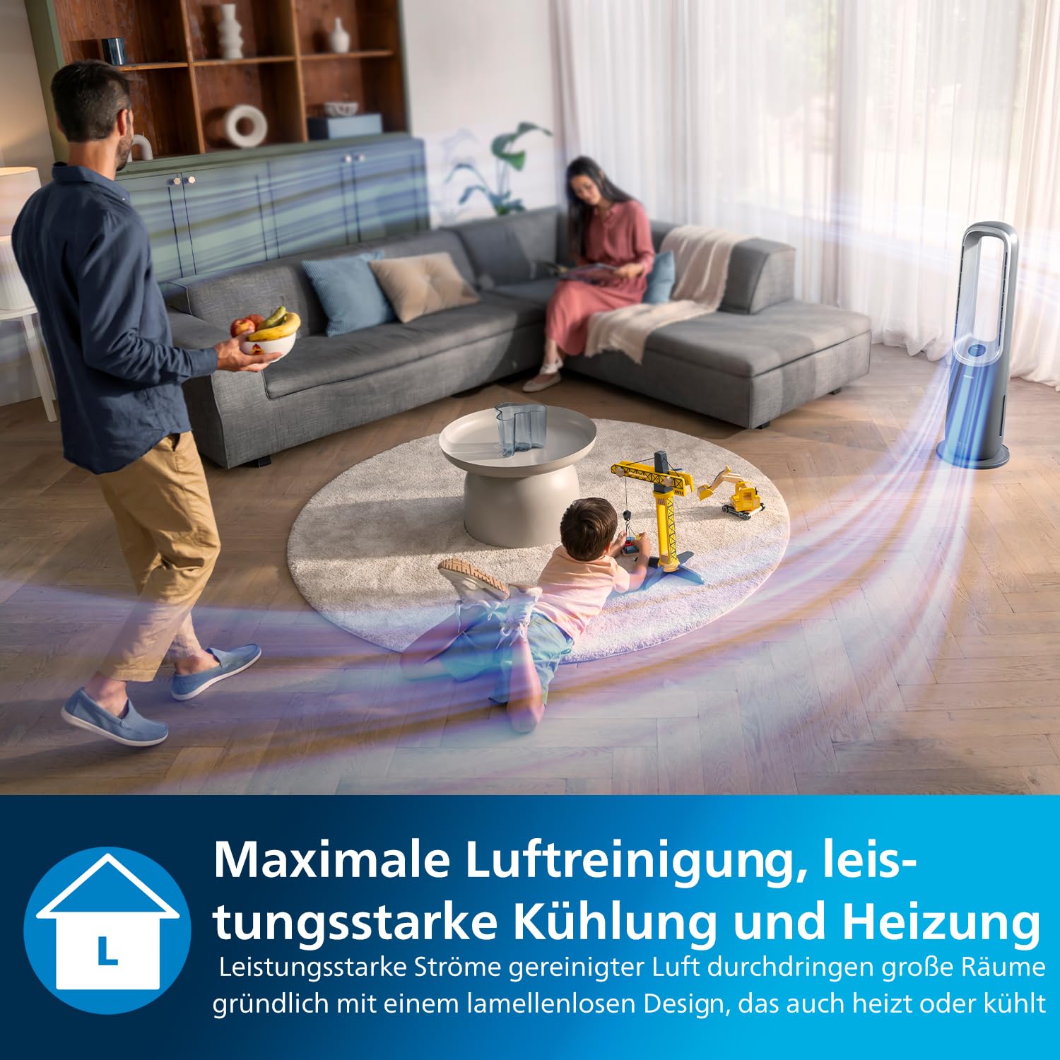 Philips Air Performer 3-in-1 Luftreiniger Heiz- und Kühlgebläse HEPA-Filter 70 m² Alexa App AMF870/15