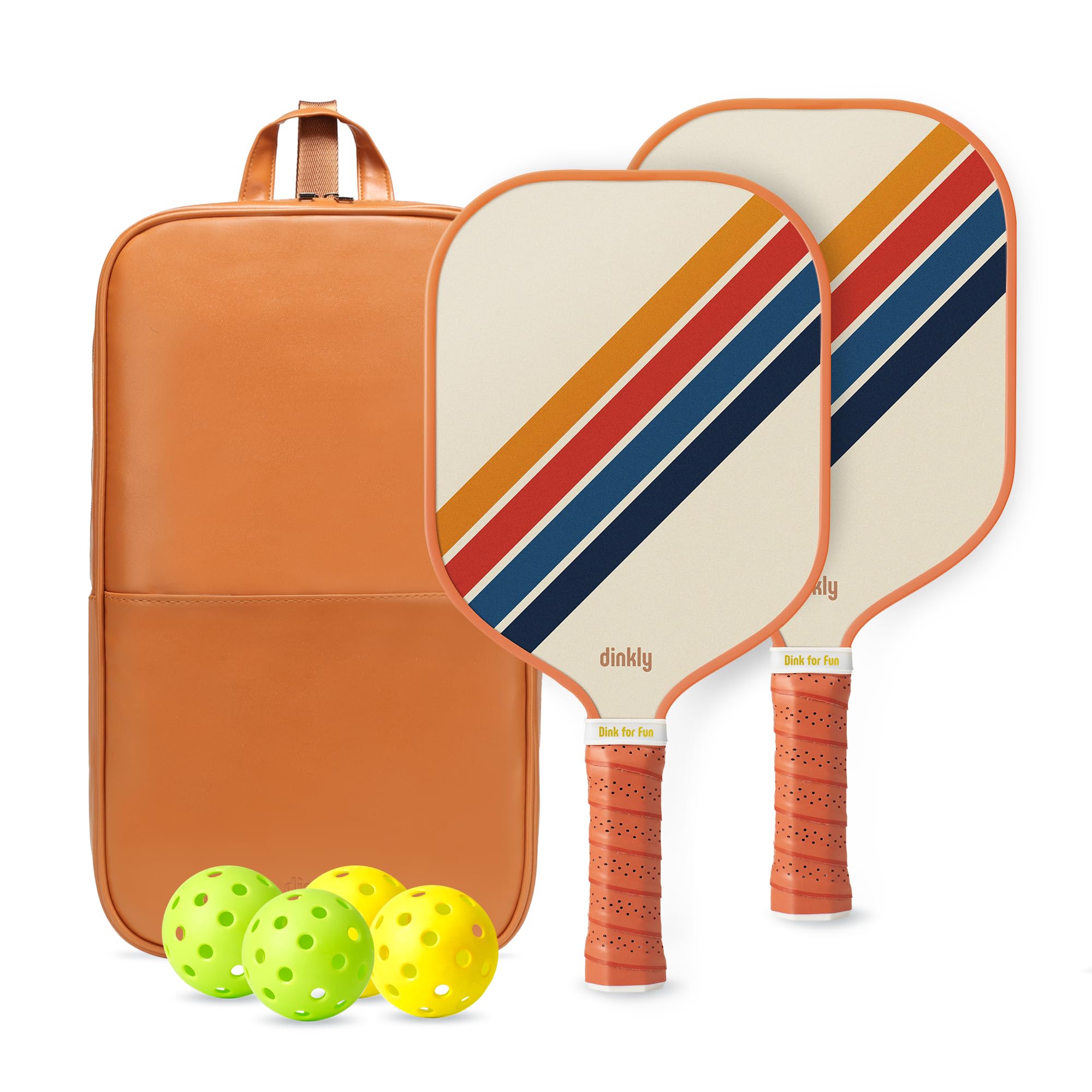 Set di 2 racchette da pickleball in grafite, approvate USAPA, 2 racchette da pickleball, 4 palline e 1 borsa per il trasporto, set di palline rosa per sottaceti per uomini, donne principianti, in