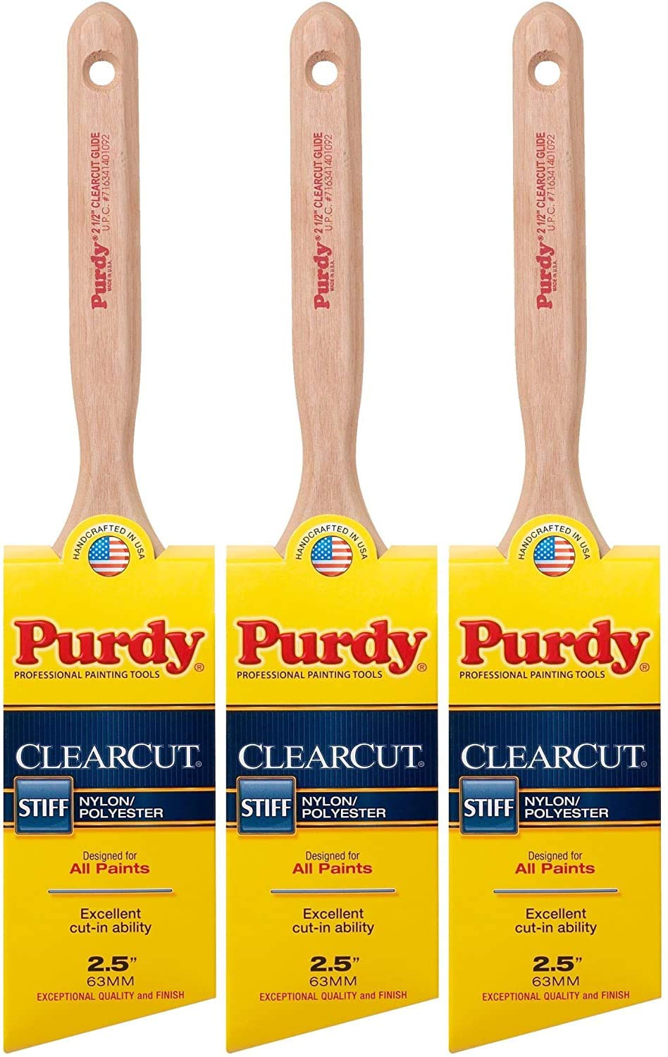 144152125 Clearcut Series Glide Angular Trim Paint Brush, 2-1/2 inch - 3 Pack