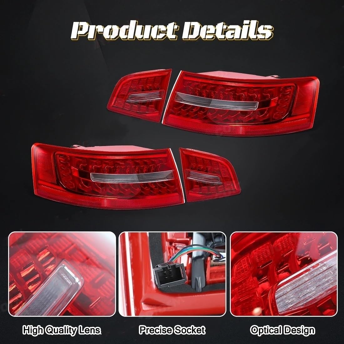 Dla Audi A6 C6 S6 Quattro RS6 Sedan Sedan 2009-2011 Hamulcowe Lampy Cofania Kierunkowskazy Światła Tylne Lampy Lampy Tylne Zespół Świateł(Right Outer Side)
