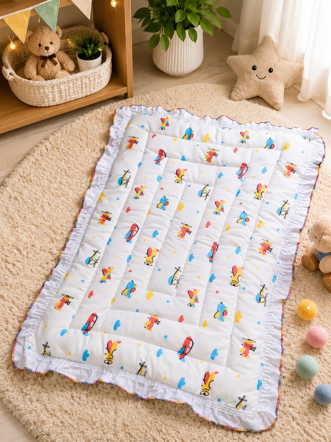 Kids Bedding Set, Soft Cotton Kids Godadi with Cartoon Print Design K_M_06-Light White-image-13