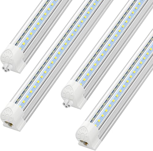 SHOPLED Luz LED de tienda de 4 pies, 36 W, 4680 lúmenes, 6000 K, blanco frío, forma de V, luces LED T8 enlazables de 4 pies, luces LED de taller