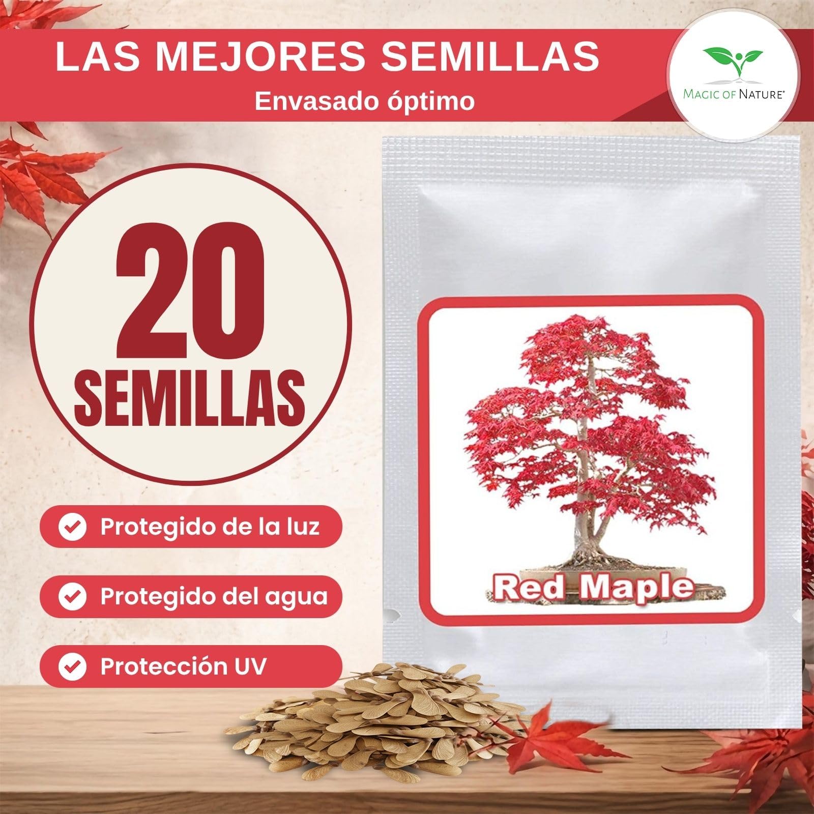 Magic of Nature: Semillas de Arce Japonés Rojo (20 Uds) Adecuado para Bonsái