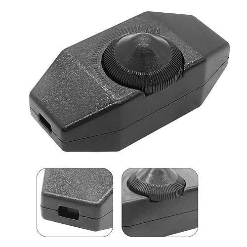 Miniatura 3 de BokWin 3 unids negro AC en línea dimmer 110 V interruptor de atenuación rotatorio dimmer para cable de lámpara