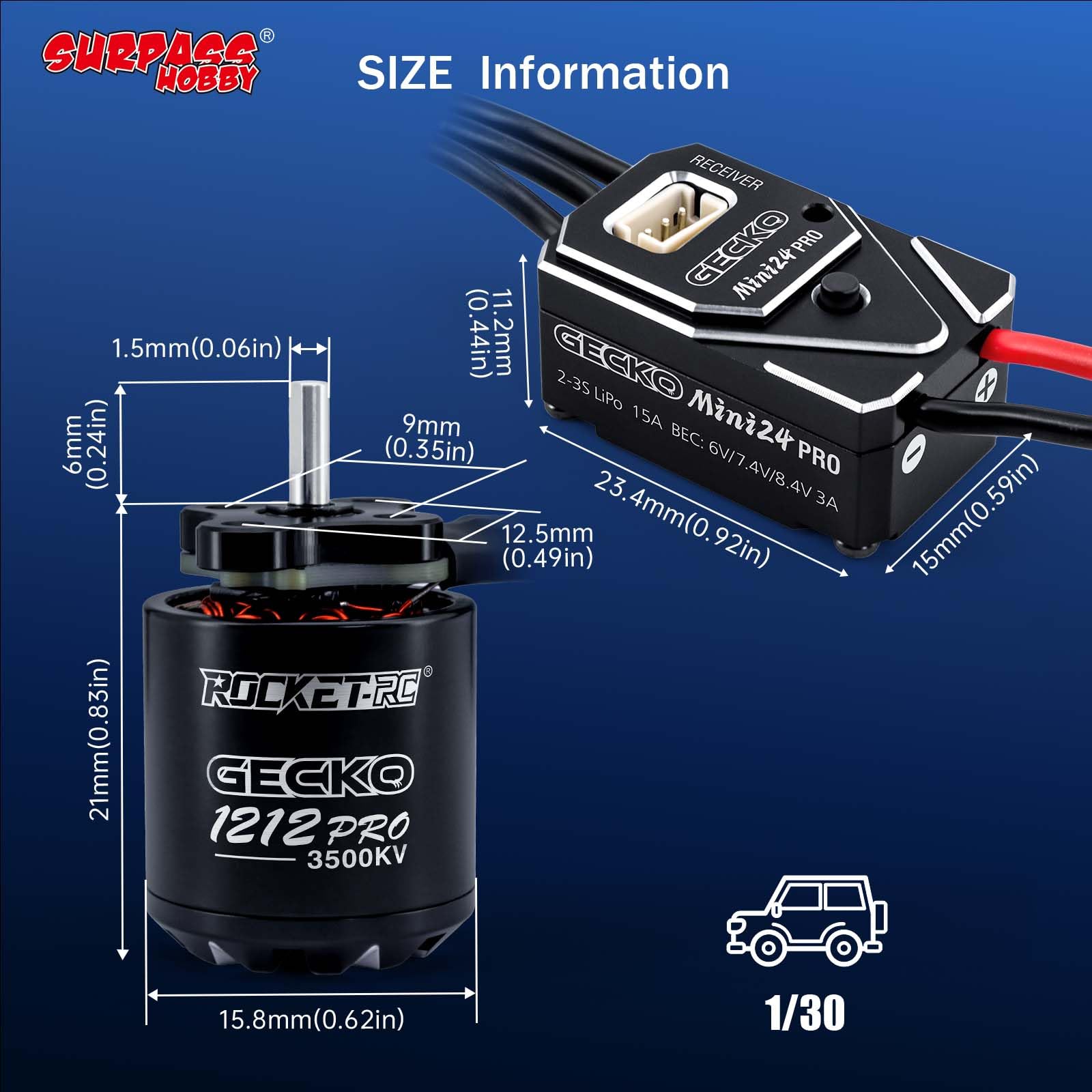 Surpass Hobby 1212 3500KV Motore Brushless con 25A Brushless Esc Combo per 1/30 Assiale SCX30