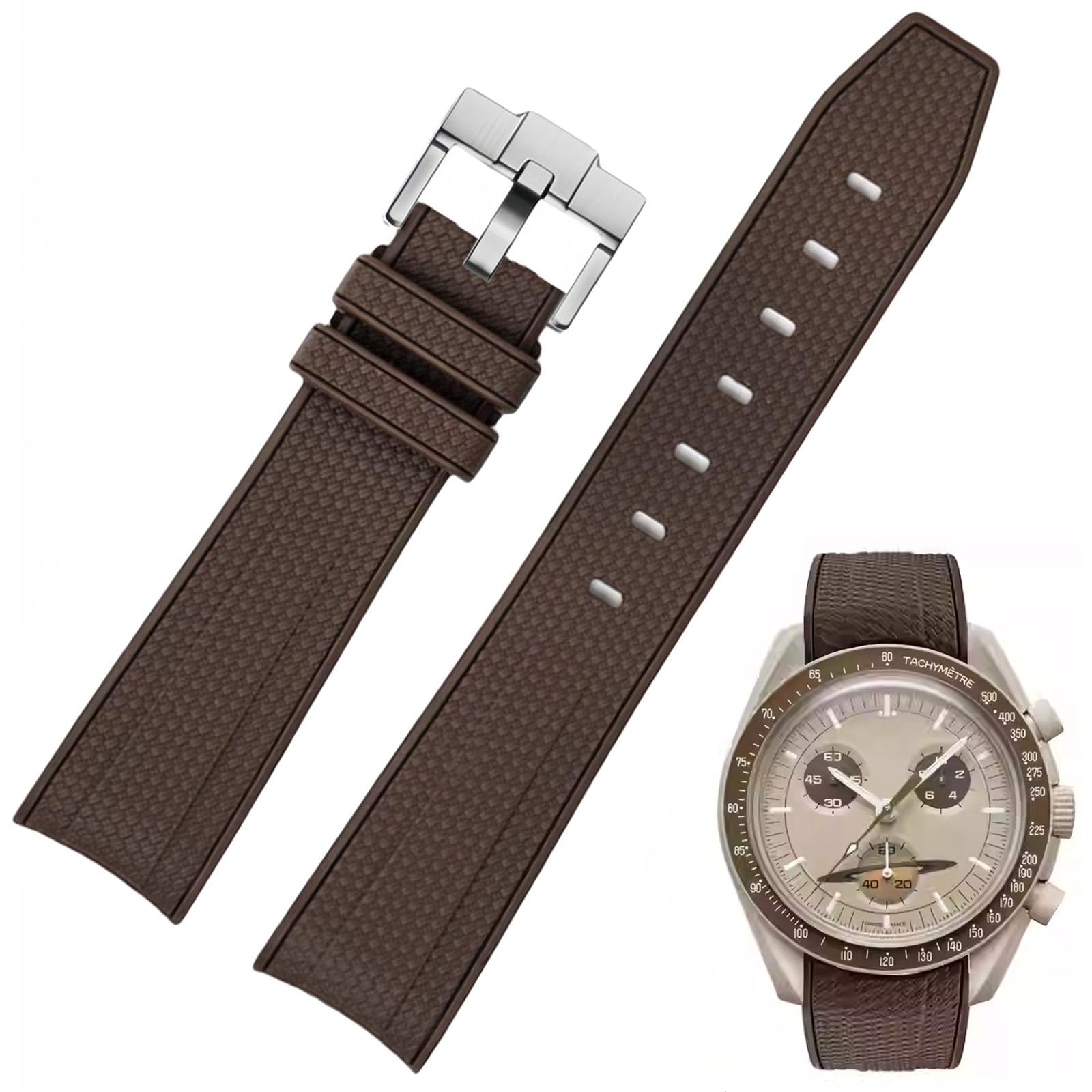 Correa de reloj para reloj Moonswatch, 20 mm, extremo curvado, estilo de tejido, caucho de silicona premium, correa de repuesto de goma de silicona, compatible con Omega XSwatch Moonswatch — view 16
