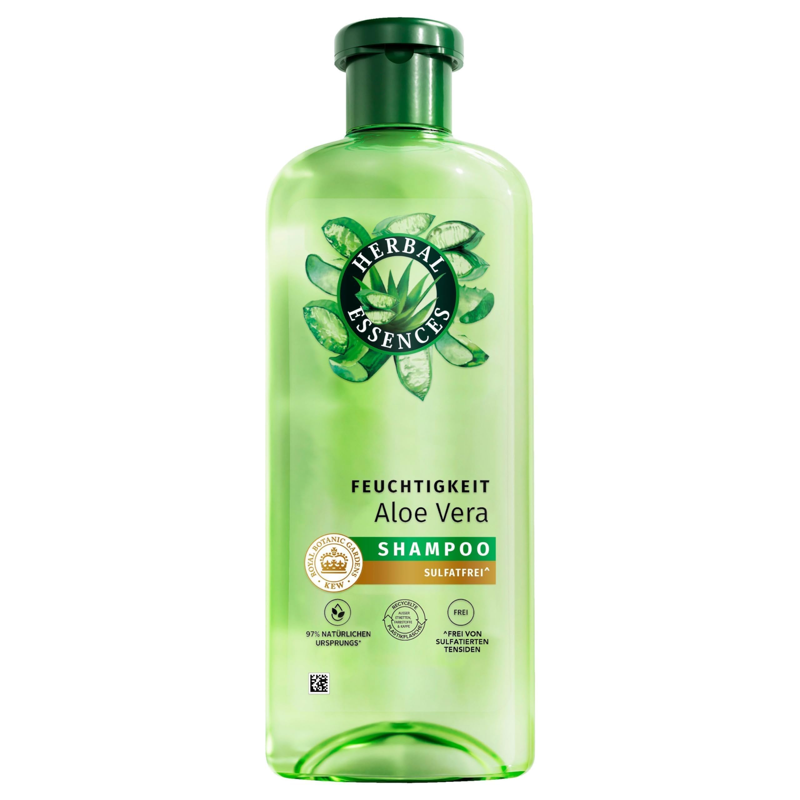 Herbal Essences Shampooing hydratant à l'aloe vera et au jasmin - 350 ml - Pour cheveux très secs à brillants - Sans silicone - Sans tensioactifs sulfatés - Avec ingrédients d'origine naturelle -