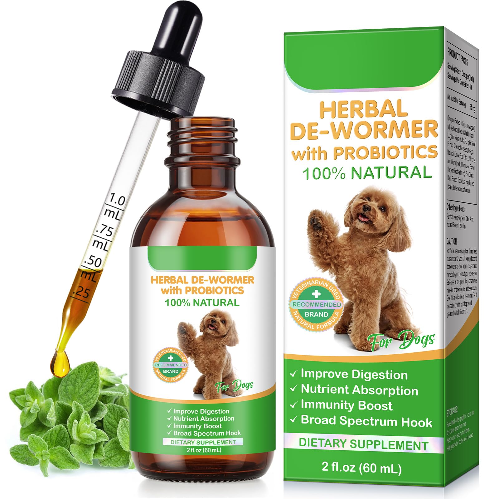 HEXIN Wurmkur Hund 60ml, Entwurmungsmittel für Hunde mit Probitika, Vorbeugung von Parasiteninfektionen, Fördert Einen Gesunden Darm, Natürliche Formel