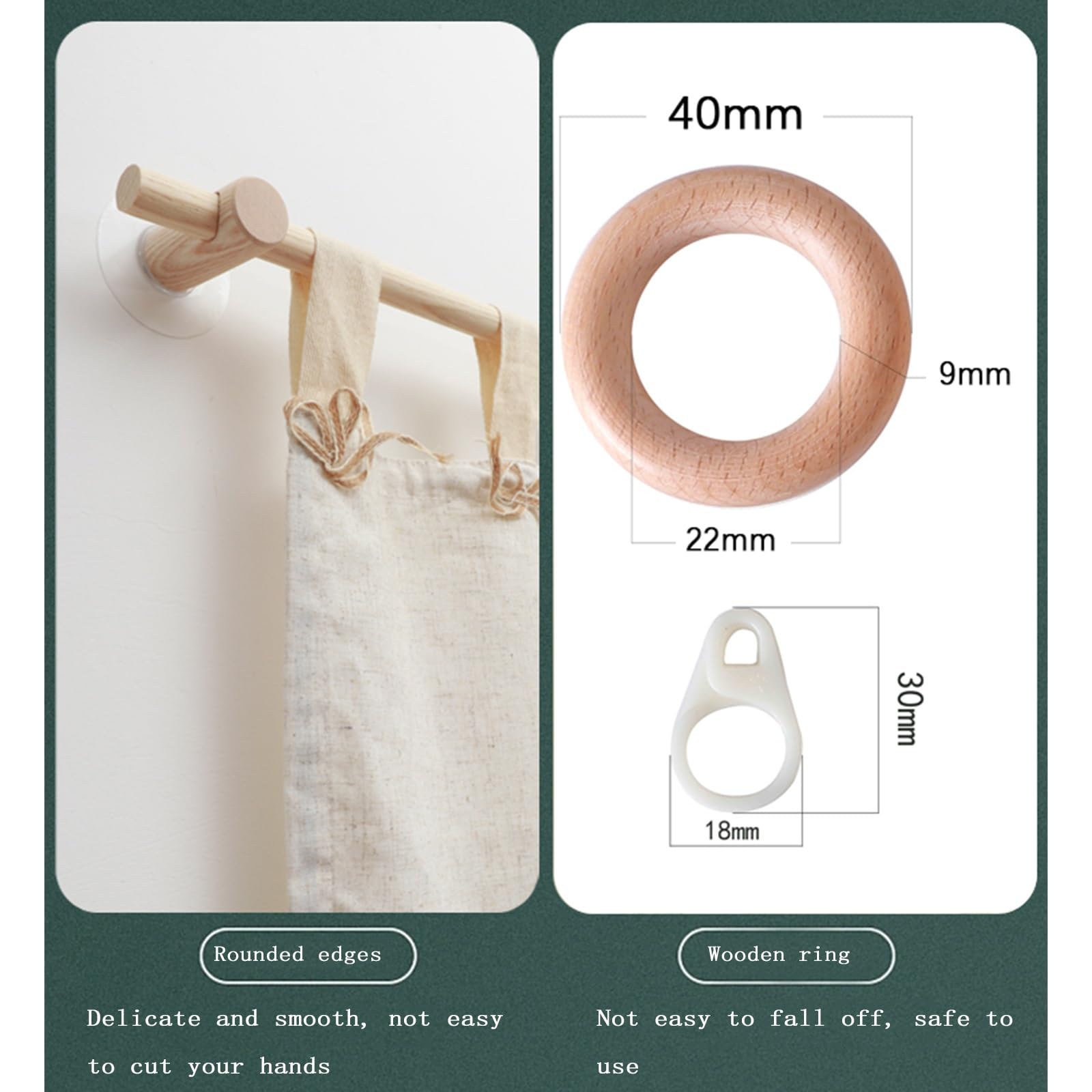 Tringle à rideaux réglable en bois de 40,1 cm à 150,1 cm – Tringle occultante robuste pour chambre à coucher et terrasse – Accessoires de décoration d'intérieur élégants – Design en bois massif pour