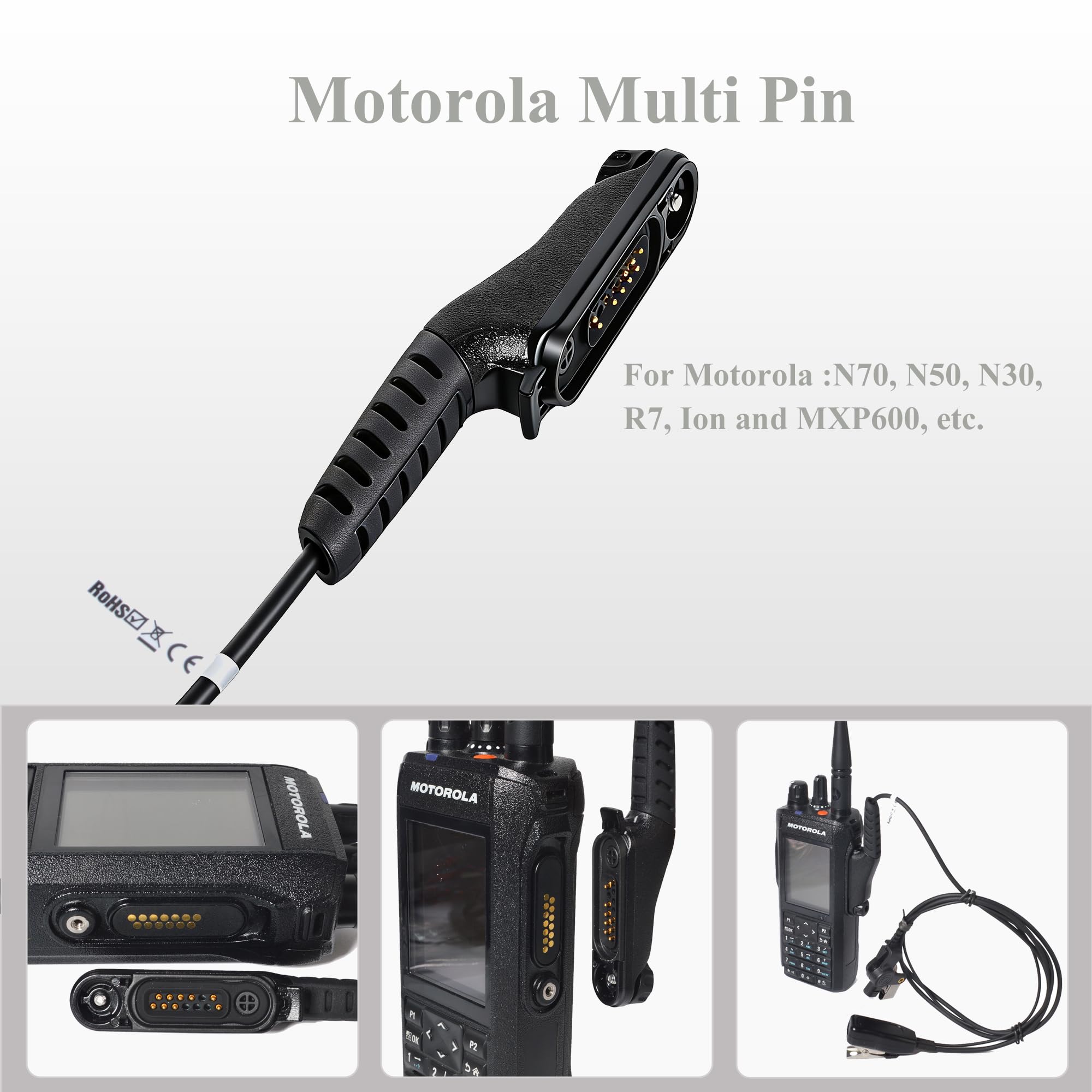 UAYESOK Sicherheits-Ohrhörer: Verdecktes Funk-Headset mit Luftakustikschlauch und PTT-Mikrofon für Motorola R7, MXP600, ION, APX, N70, N50 und N30
