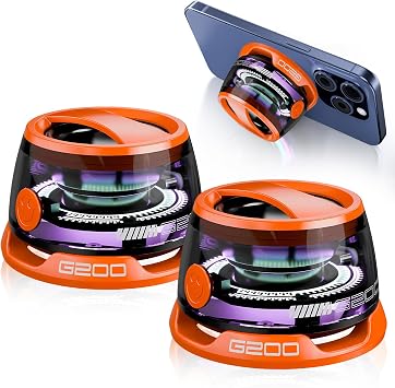 Xpoovv Magnetic Bluetooth Speaker Mini Portable Speaker with RGB Lights, Phone Holder, Strong Magnet for Metal Surfaces Small Wireless Speaker for Teens, Travel, Outdoor, Gifts2 Pack, Orange