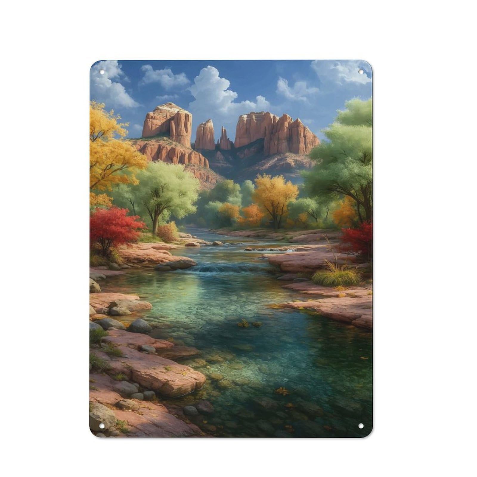 Junmoney Style Southwestern Dreamscape Vintage Tin Wall Plaque 40X30cm For Hobby Room Or Studio, A Decorative Metal Sign For Hobby Rooms And Studios