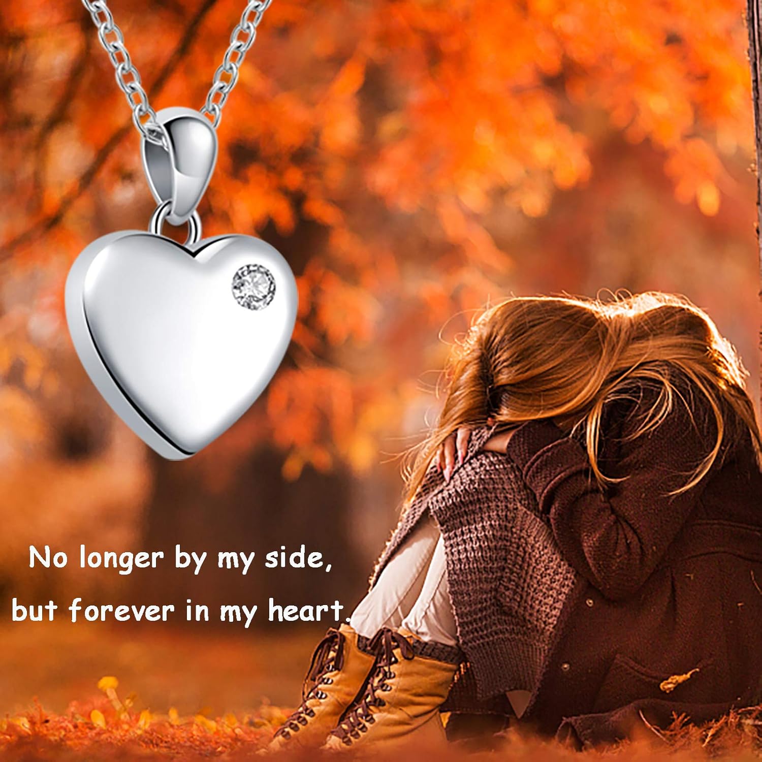 Heart Urn Necklace 925 Sterling Silver Cremation Ashes Necklace with Cubic Zircon Keepsake Memorial Jewelry for Women Gift - Image 5