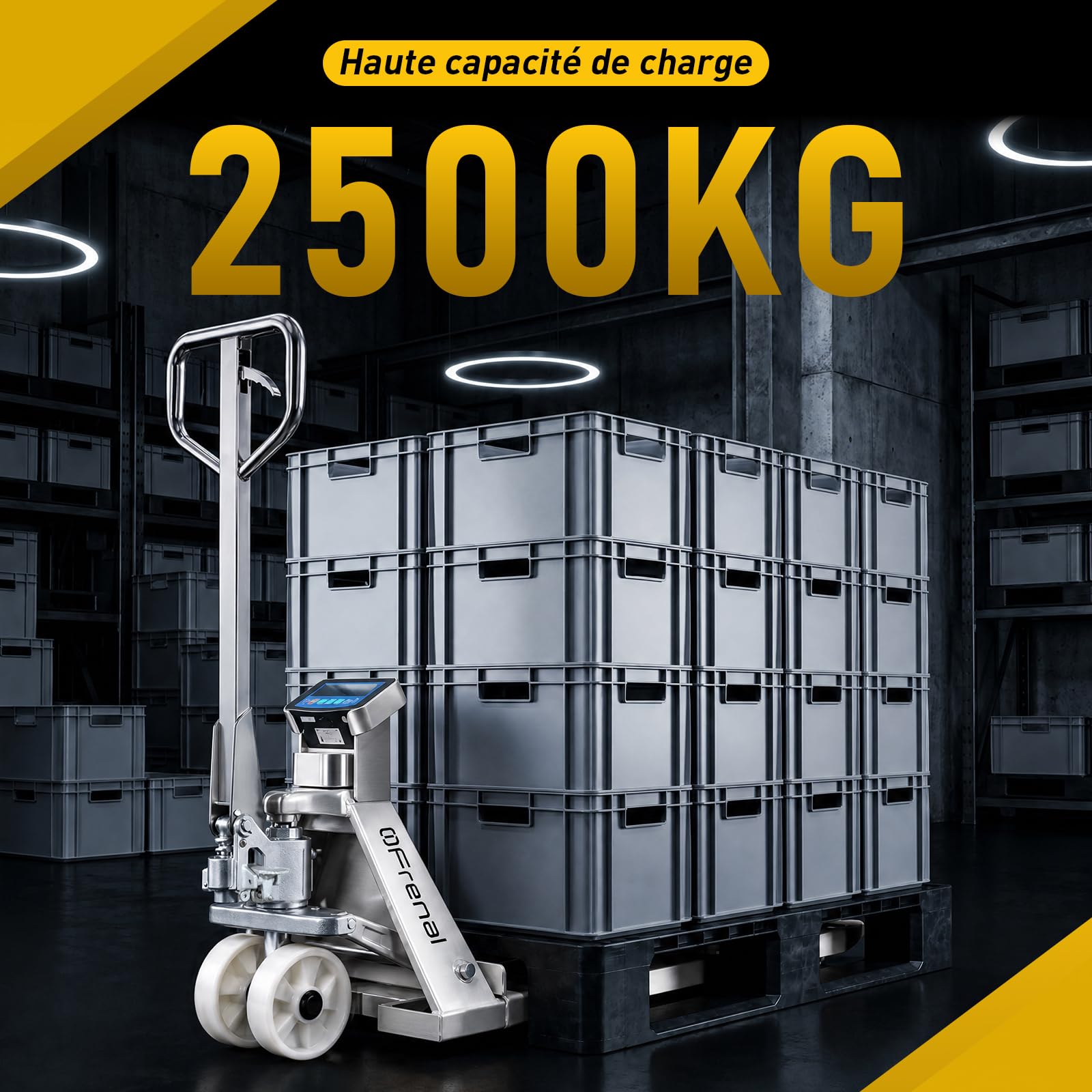 Transpalette peseur Manuel INOX 2500 kg, fourches 1150 mm WH-25SS