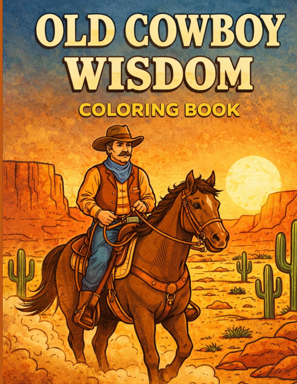 Old Cowboy Wisdom Coloring Book: 50 Gritty Western Quotes, Frontier Scenes & Rustic Line Art for Relaxation and Stress Relief
