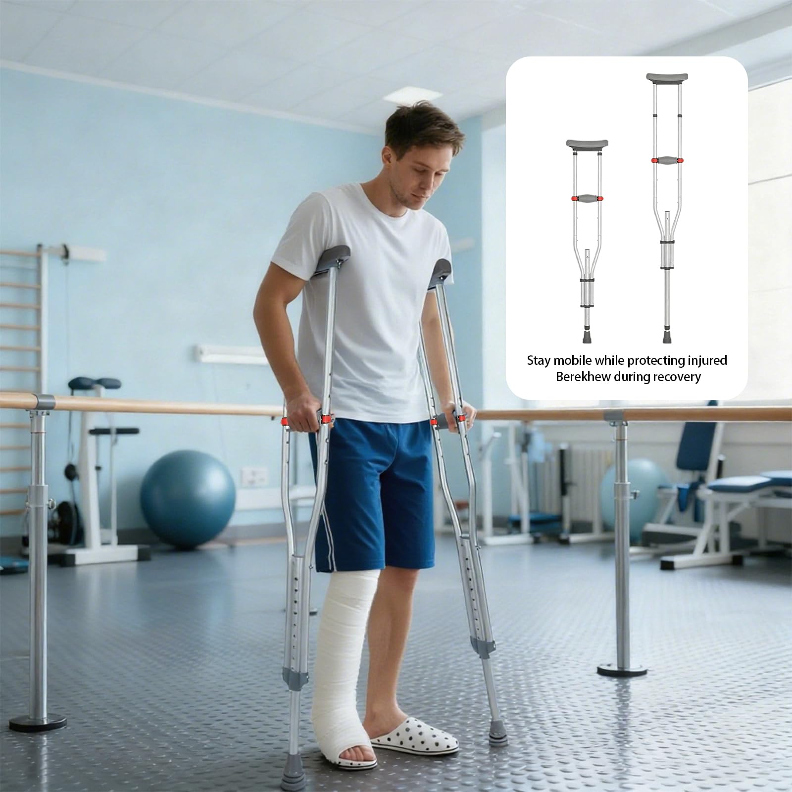 Béquilles sous Aisselle, Béquilles Axillaires Réglables en Hauteur, Pliables Béquilles en Aluminium, Charge Maximale 150 KG, Béquilles Avant-bras pour Blessures et Récupération,1 Paire