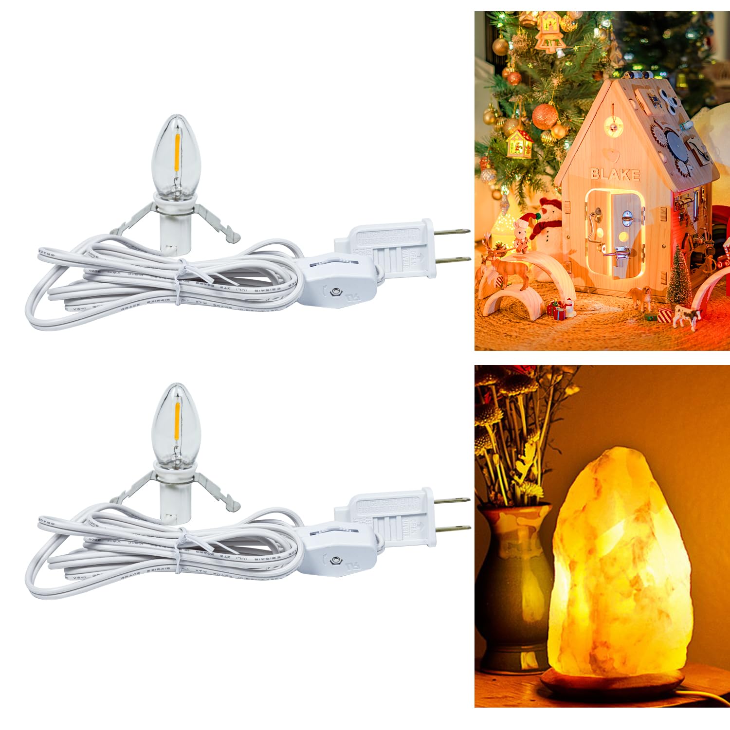 Tiadio C7 Accessory Cord with One C7 LED Light Bulb, Candelabra