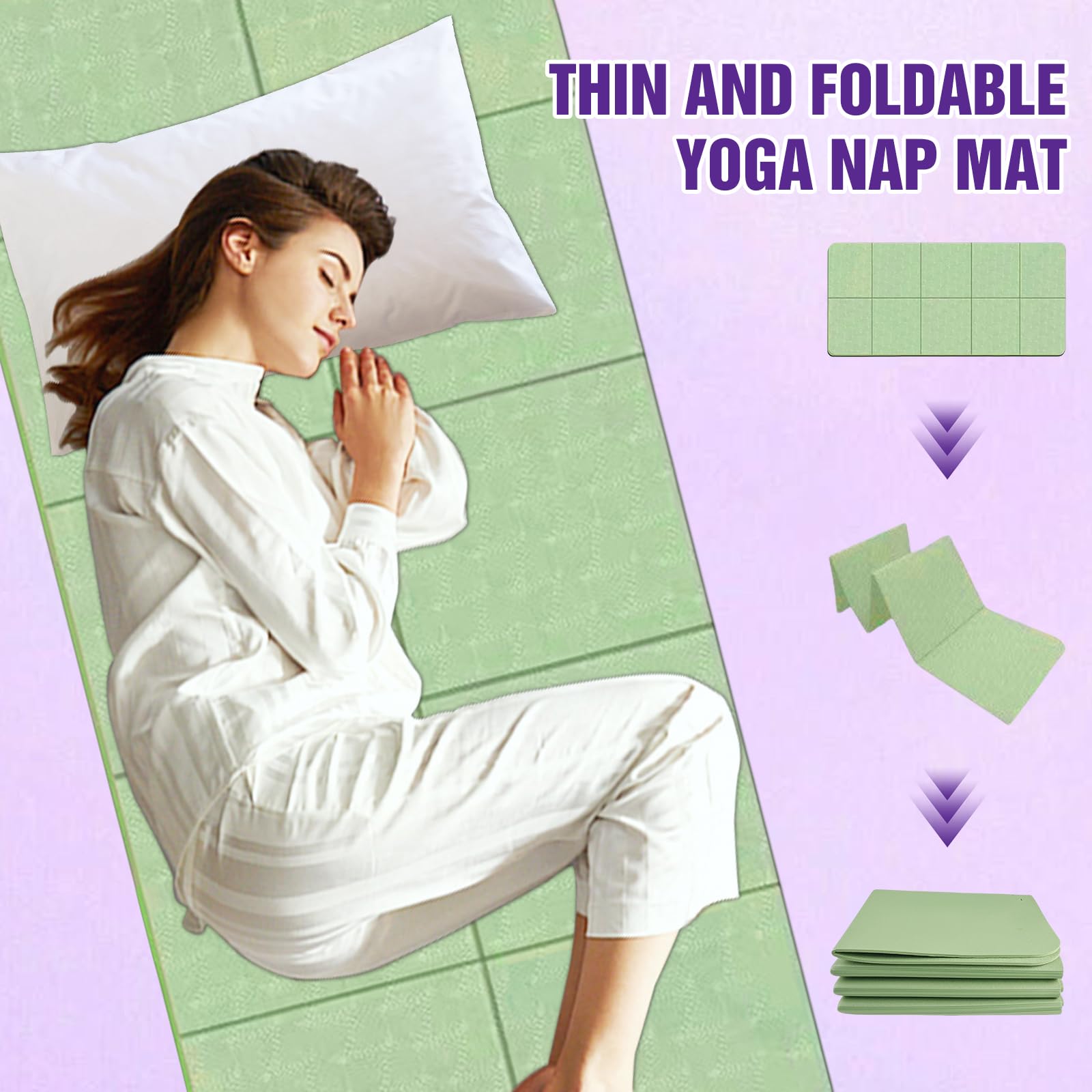 Tapis De Yoga Pliable Et Antidérapant - 850g - Épaisseur 5mm - Double Face - Sac De Transport - Voyage & Fitness