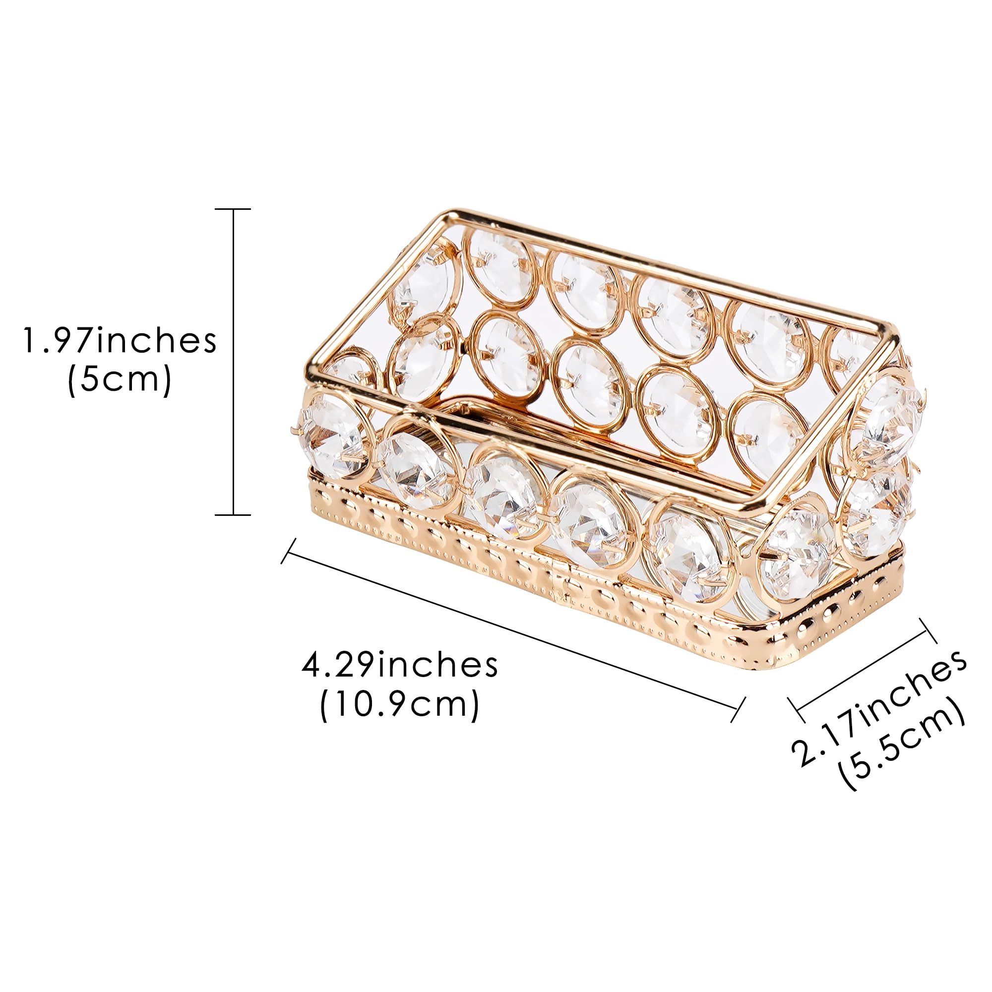 Soporte dorado para tarjetas de visita con detalles de cristal, elegante organizador de escritorio para oficina, recepción y decoración del hogar