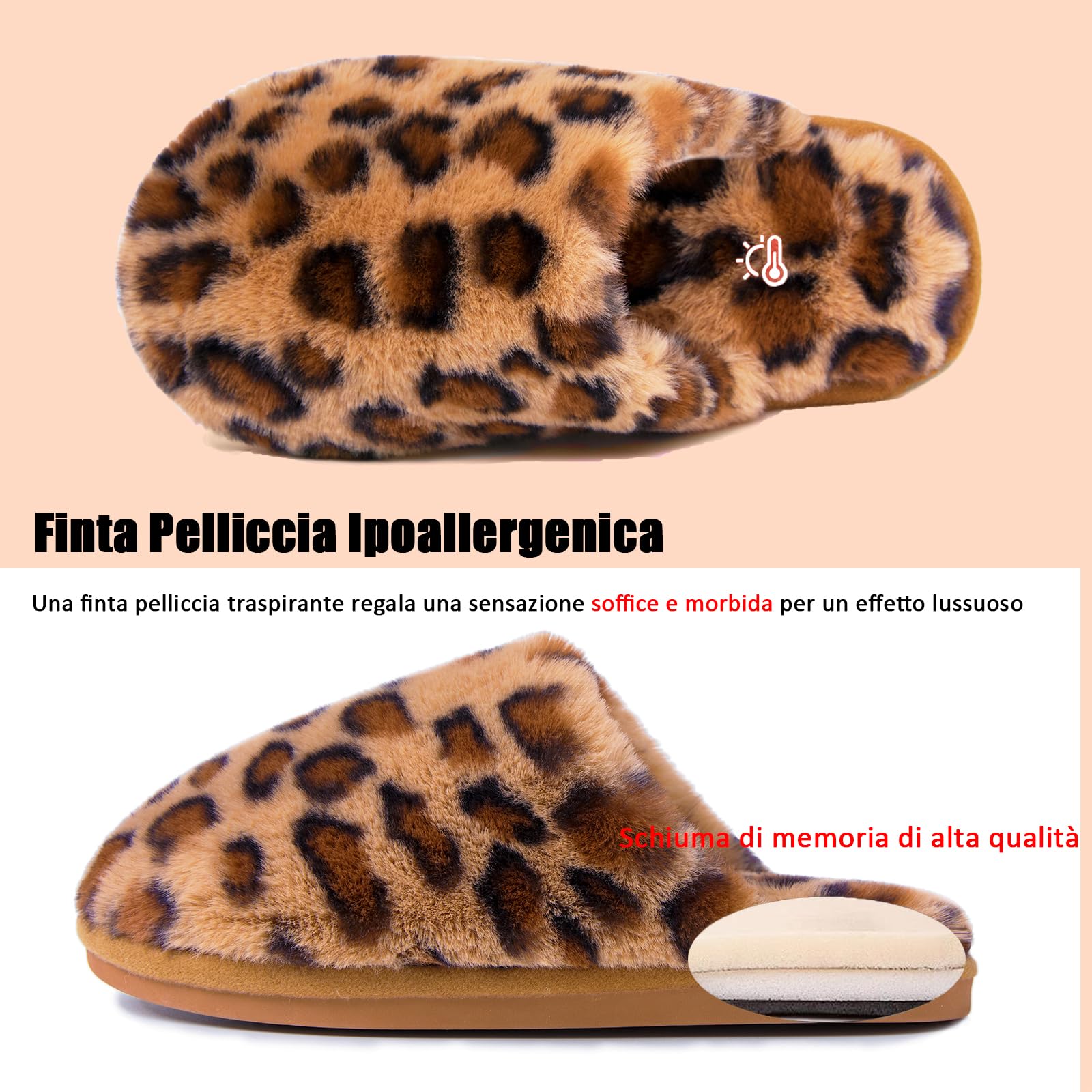 Coswind Pantofole Donna Uomo Invernali Ciabatte Pelose Peluche Calde with Memory Foam Imbottite Casa Antiscivolo Mocassino Scarpe Morbide Comode Unisex Eleganti
