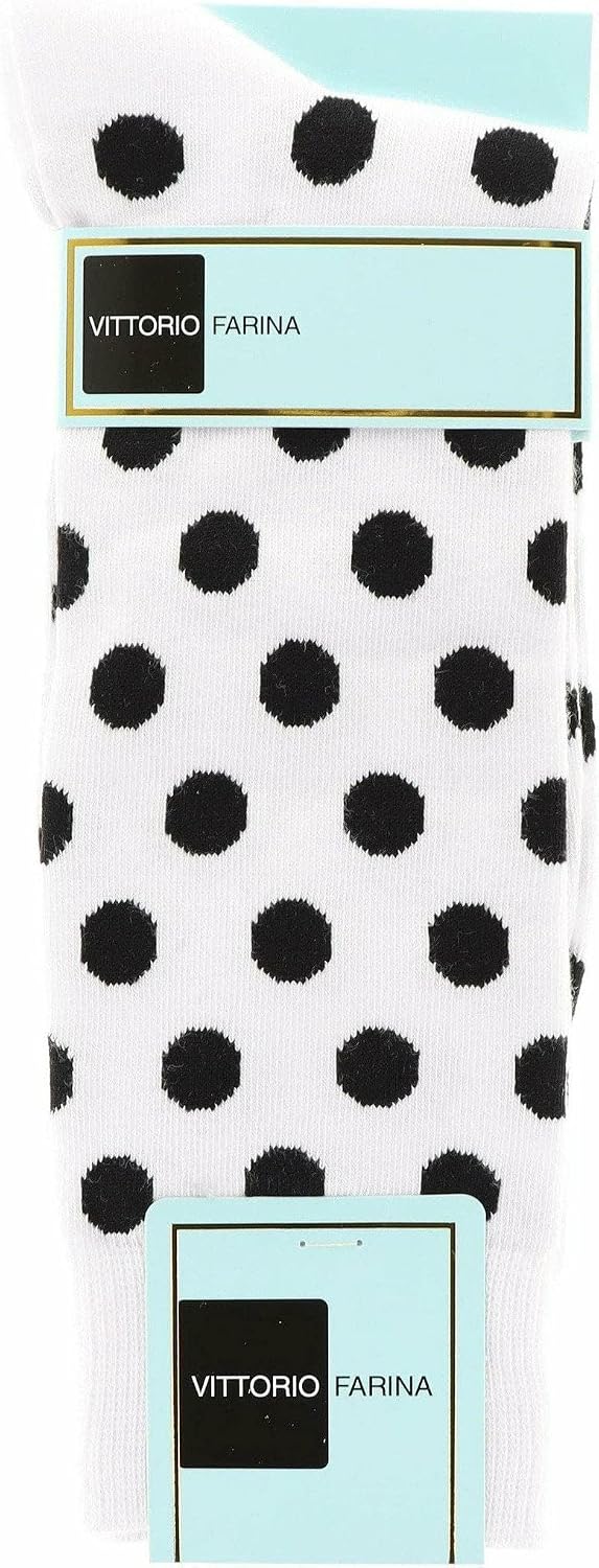 Men's Polka Dot Designer Socks - White & Black (SAB 026, 6 Pack)