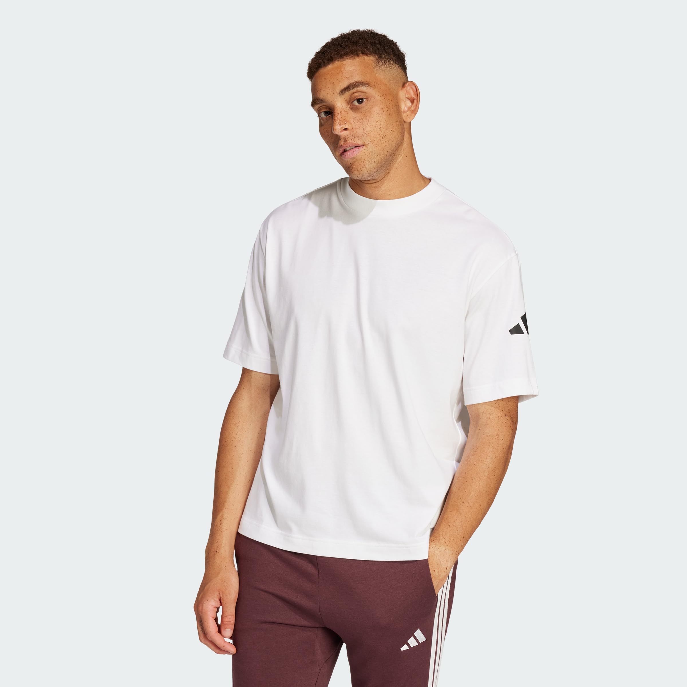 Adidas Men's Blanc T-Shirt Essentials 3-Stripes