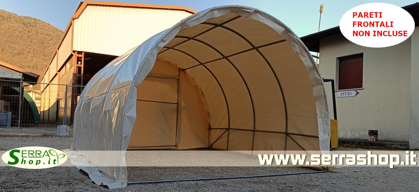 Tunnel box deposito magazzino carport auto riparo ad arco in acciaio con telo PVC professionale (Avorio, 3x5m)