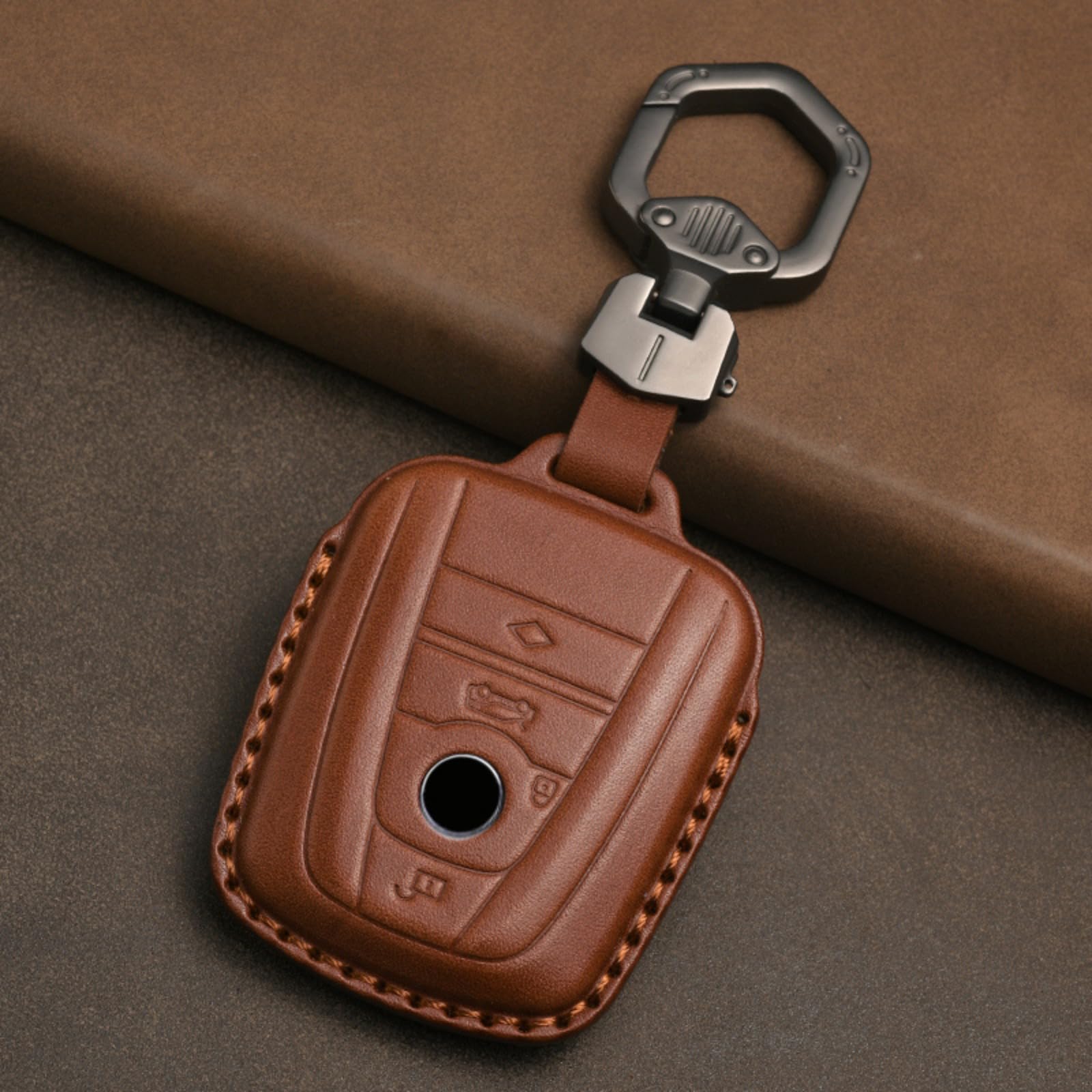 Funda de cuero real para llave BMW i3 e i8 con llavero protector elegante 8
