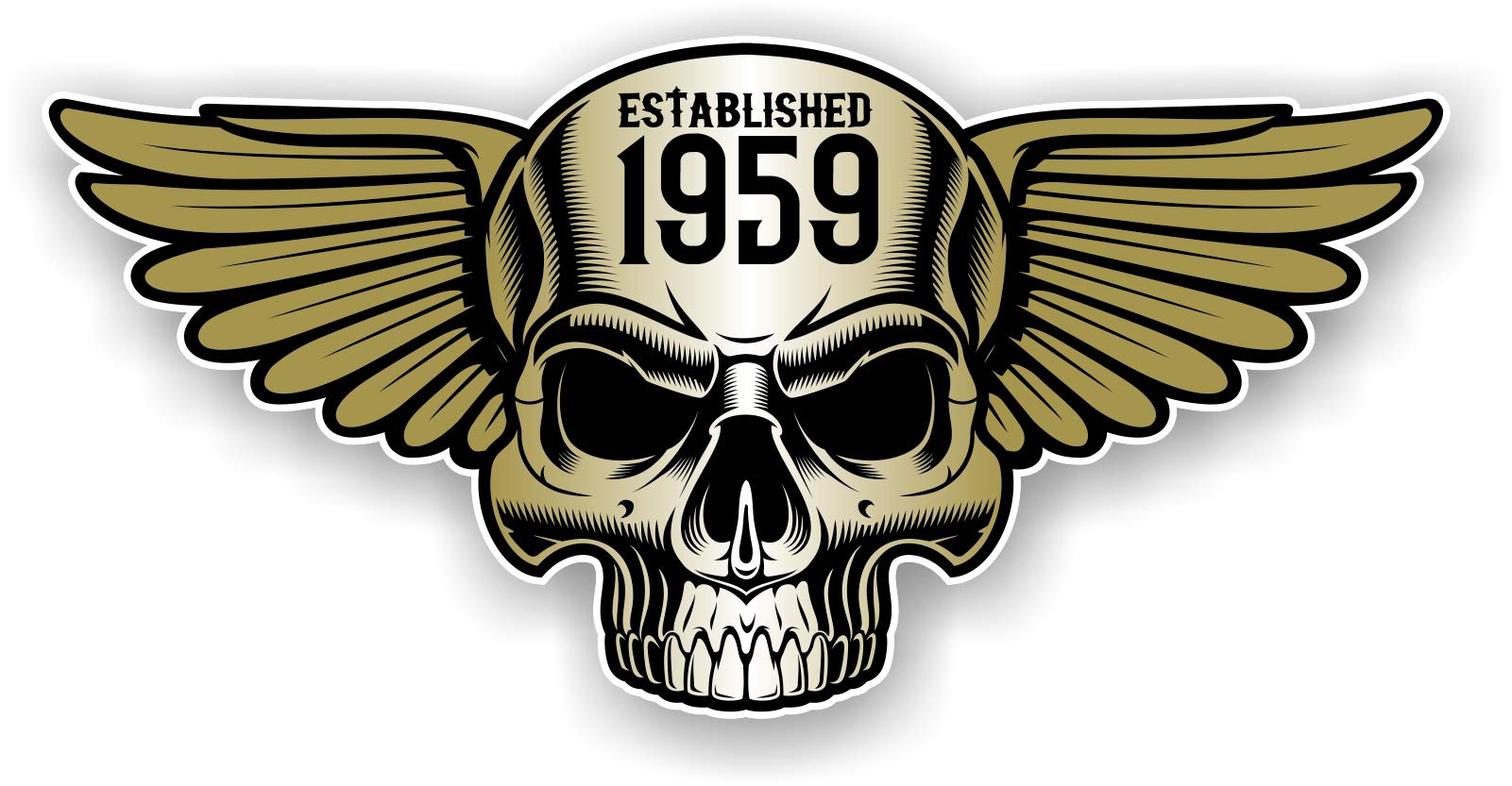 Sticker Licker Vintage Biker Skull With Wings Established 1959 Cafe Racer Motorcycle Helmet Biker Hotrod Retro Style Vinyl Car Sticker Decal 125X60mm