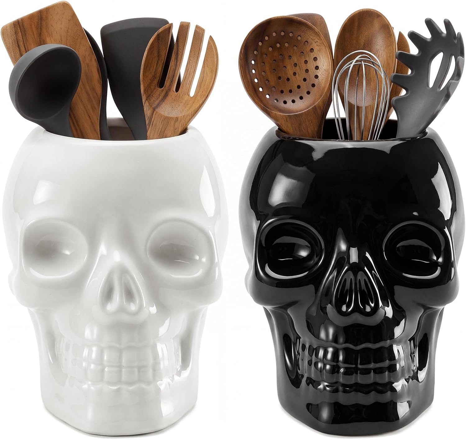 2 Pcs Halloween Ghost Pumpkin Utensil Holder Halloween Kitchen Decoration