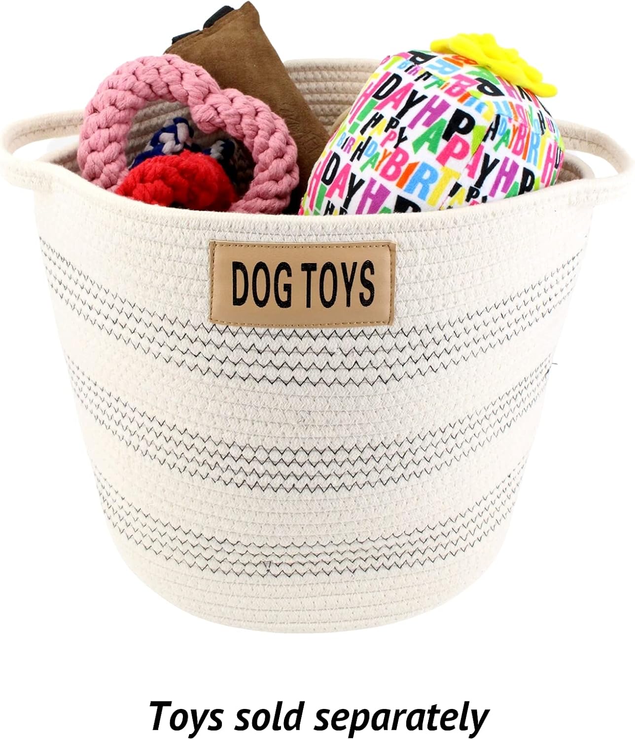 Midlee Dog Toy Rope Cotton Basket (Large)- Storage Bin Pet Items Organizer
