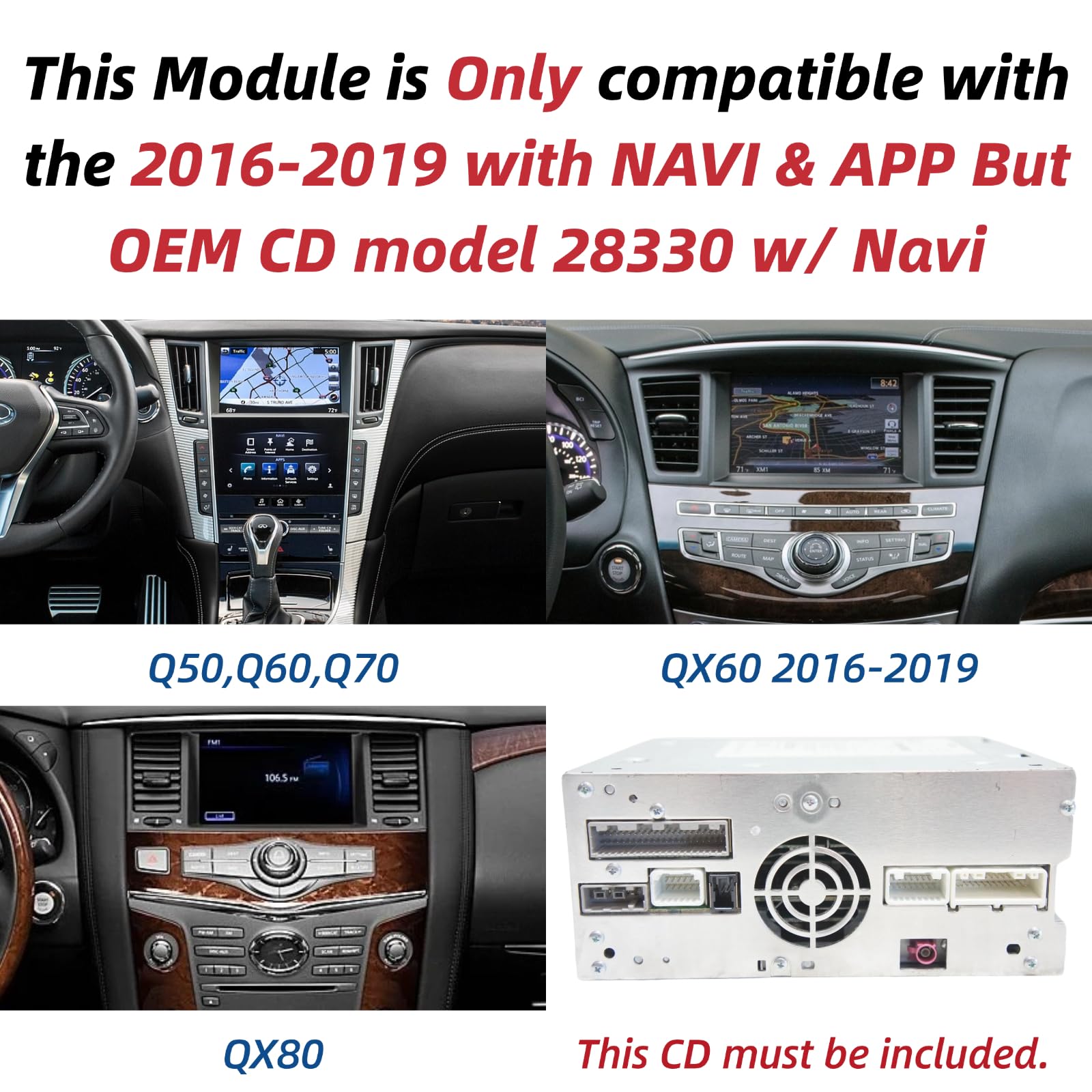 Wireless CarPlay & Android Auto Interface for Infiniti Q50 Q60