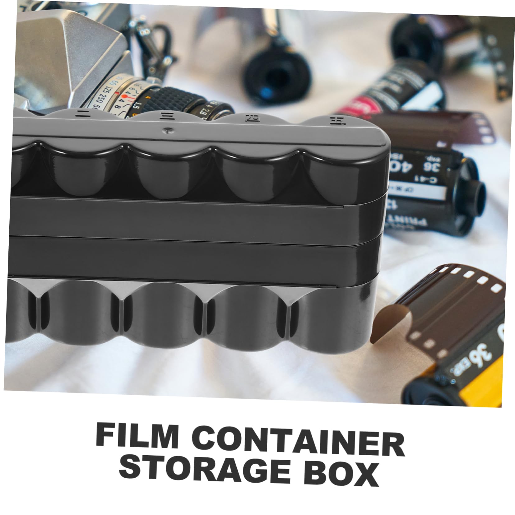 Estuche de Película de Plástico Negro para 5 Rollos, Caja de Almacenamiento Portátil y Fácil de Usar para Baterías Pequeñas y Objetos Hogar Bolsa
