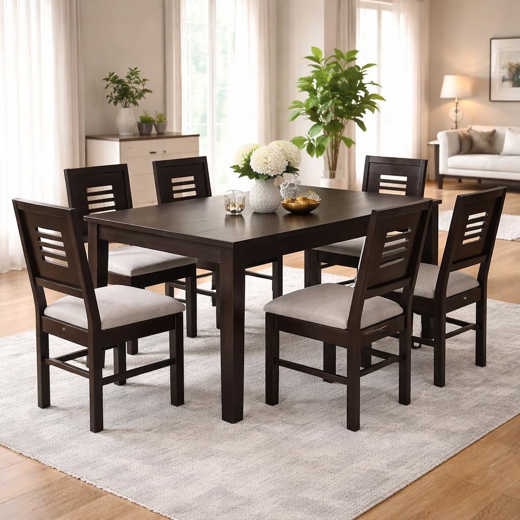 KENDALWOOD™ Furniture Sheesham Wood Dining Table(57x35) with 6 Chairs | 6 Seater Dining Set | Wooden Dining Table with Chair | Dining Room Furniture |Walnut Finish with Cushions-image-40