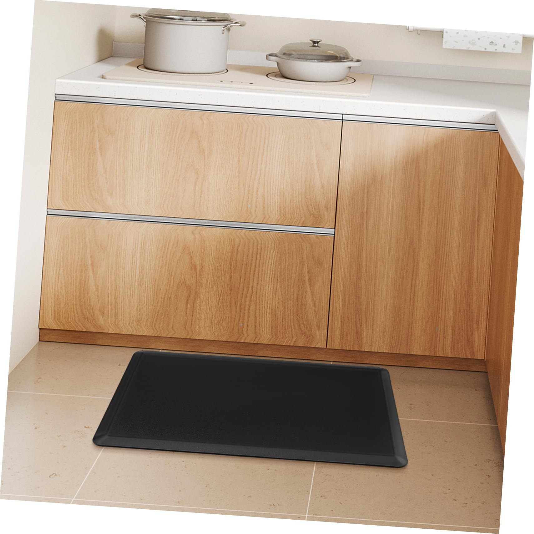 TOPBATHY Alfombrilla Antifatiga para Pies Cómoda para Estar para Cocina y Escritorio Negra Antideslizante y Acolchada
