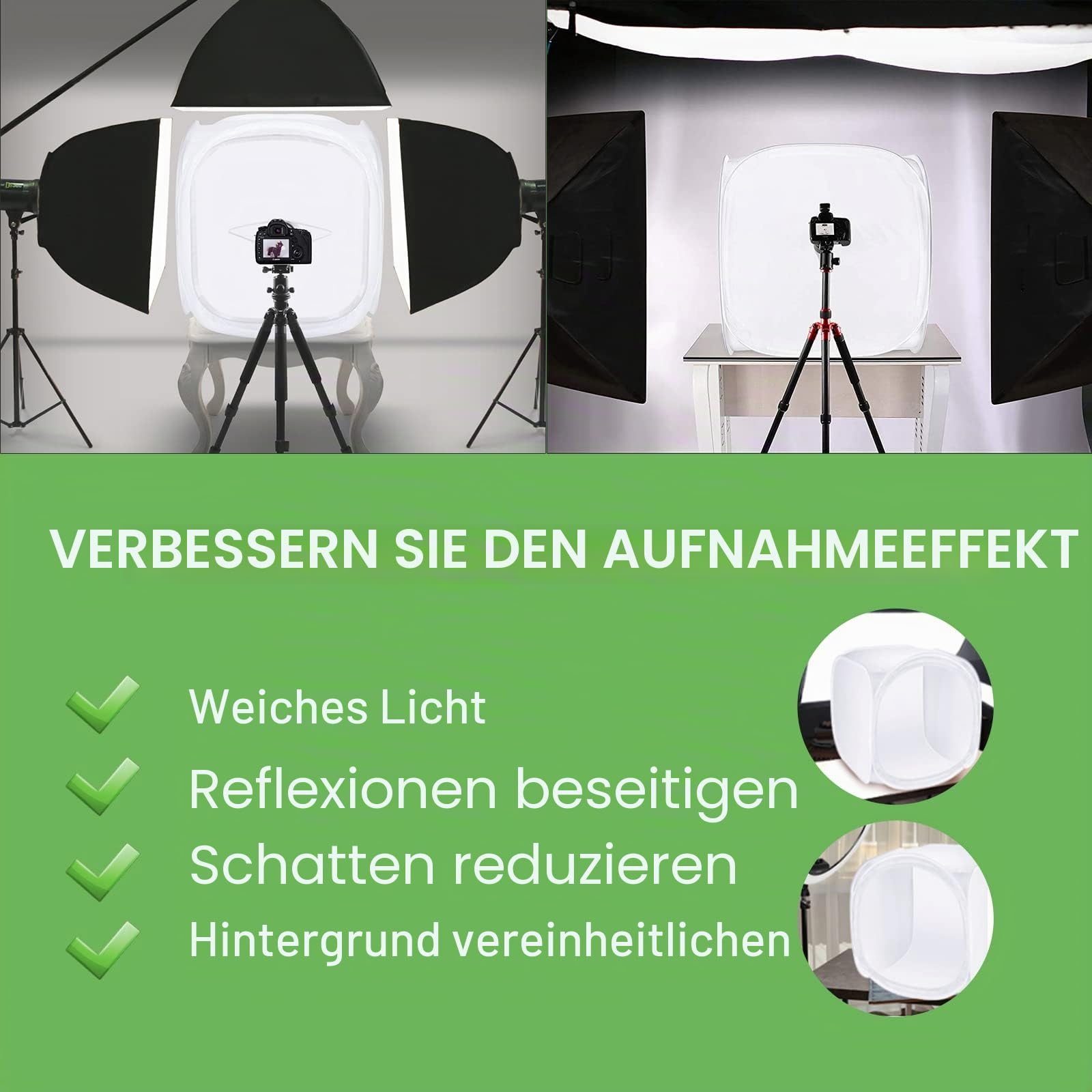 Fotobox zum Fotografieren, Fotostudio 60x60 cm Foto Box Photobox Photo Box Lichtzelt mit 4 Hintergründe, Tragbar Fotozelt für Fotografie zum Schmuck Kleine Gegenstände